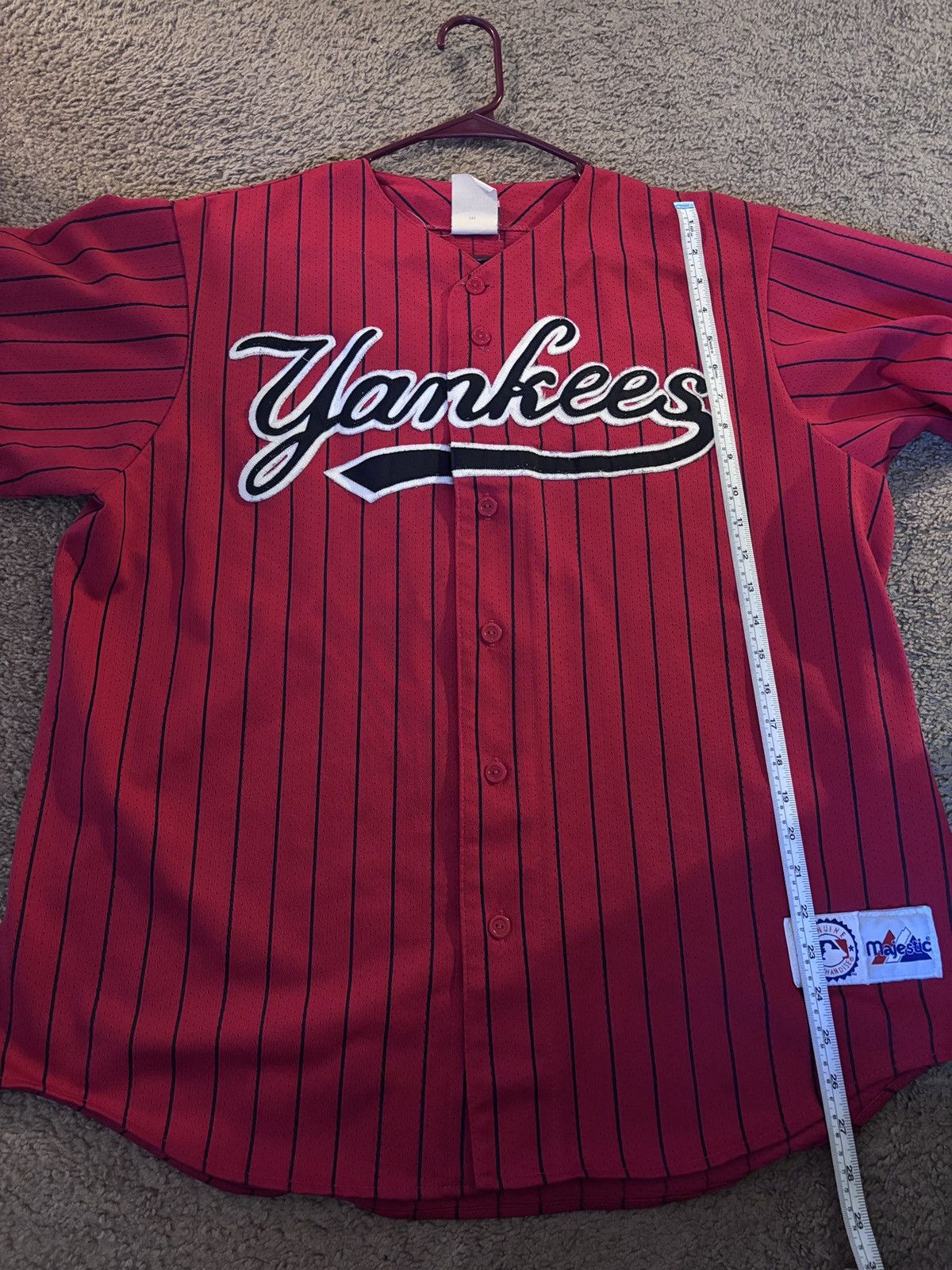 Vintage Red Majestic Yankees Jersey Size US L / EU 52-54 / 3 - 4 Thumbnail