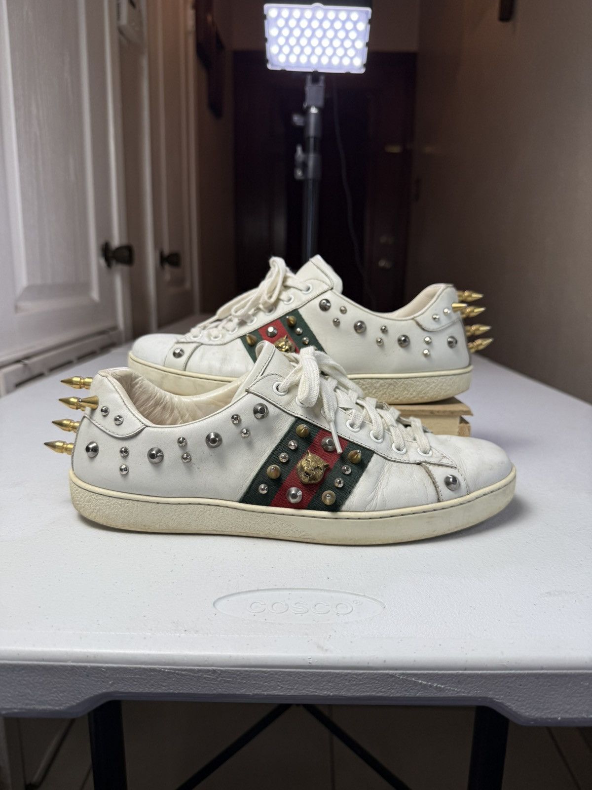 Gucci Gucci Sneakers White with Web and Studs Sz 7.5 G / US 8.5 Size US 7.5 / EU 40-41 - 1 Thumbnail
