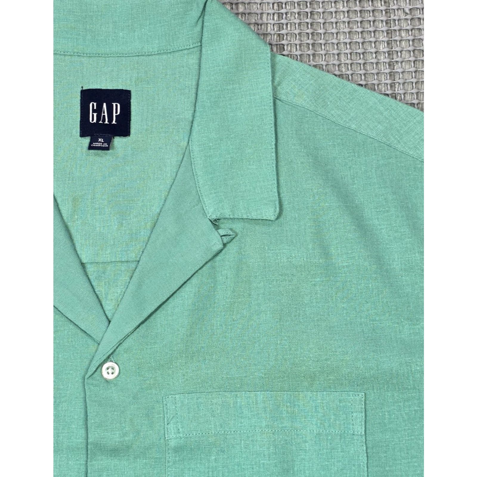 Gap VINTAGE Gap Shirt Mens XL Green Linen Rayon Blend Hawaiian Camp Shirt Loop Collar NWT Size US XL / EU 56 / 4 - 3 Thumbnail