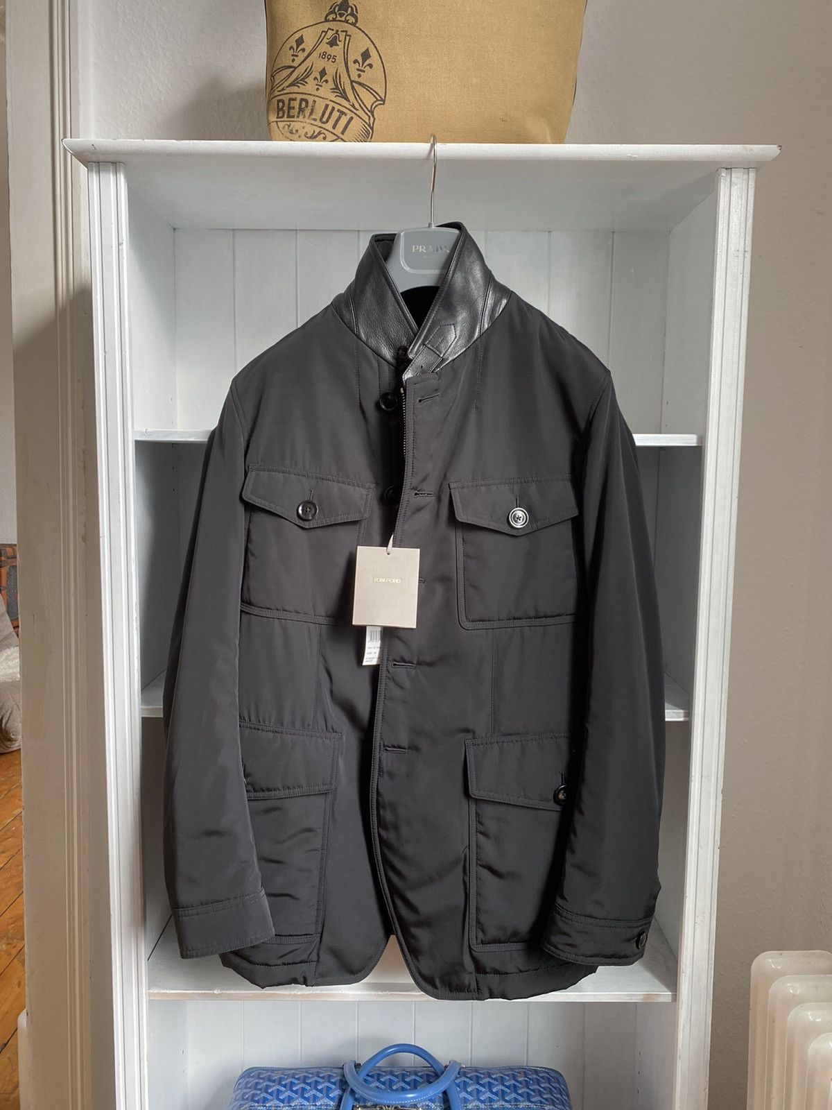 image of Tom Ford 3500$ Technical Canvas Military Jacket 48 M in Black, Men's (Size Medium)