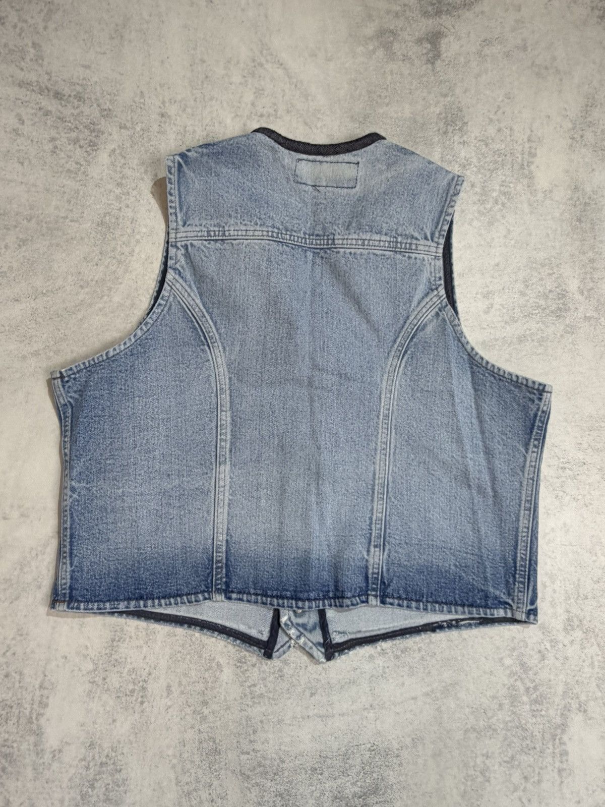 Wrangler Wrangler Men's Blue Jean Western Cowboy Waistcoat 90s Size US XL / EU 56 / 4 - 7 Thumbnail