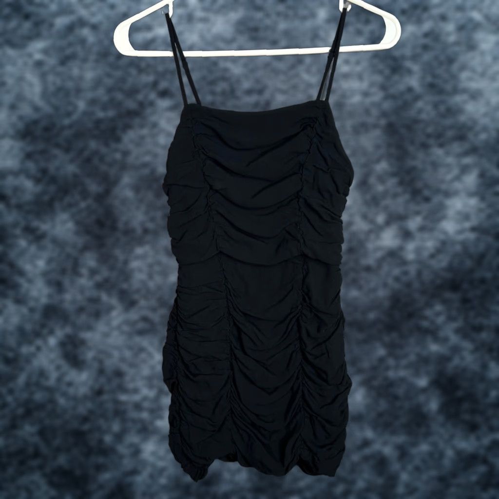 Reformation VINTAGE Reformation Dress Adult Womens 0 Mini Sleeveless Black Viscose Ruched Size XS / US 0-2 / IT 36-38 - 1 Thumbnail