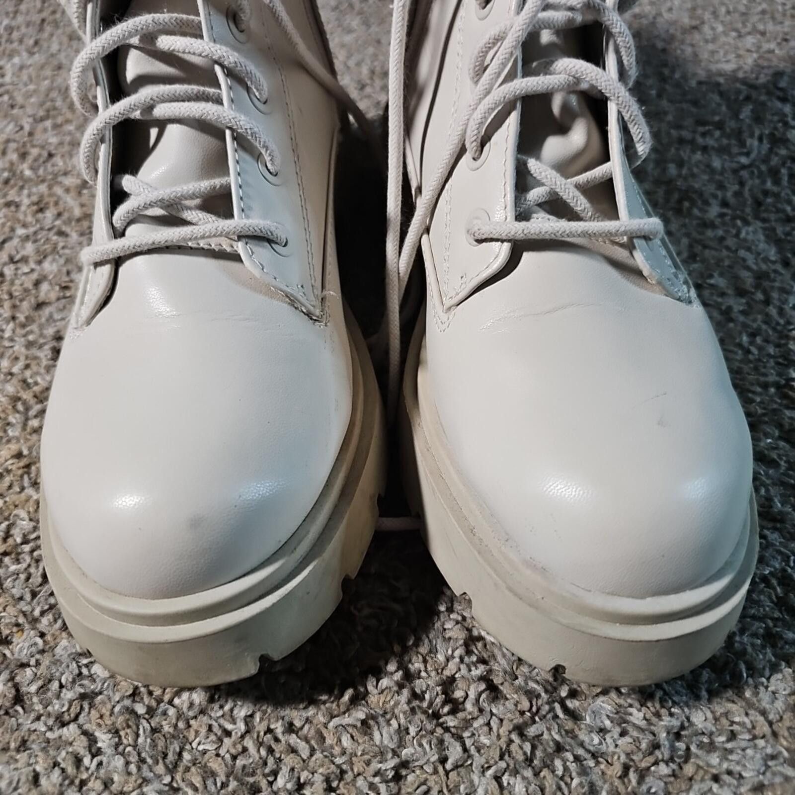 NBDN Nobrandedon NOBO Memory Foam Side Zip Combat Boots White 8½ Size US 8.5 / IT 38.5 - 3 Thumbnail