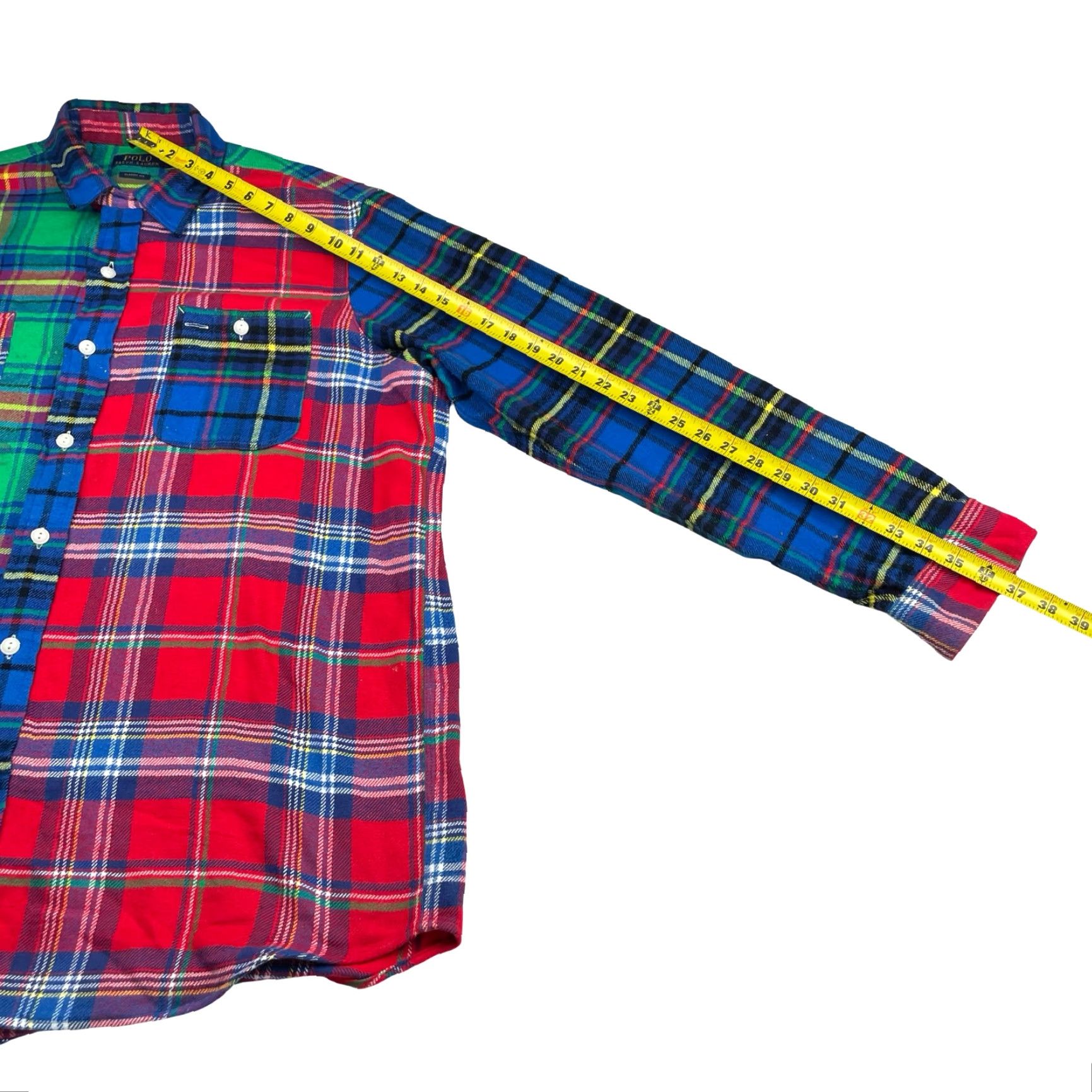 Polo Ralph Lauren Polo Ralph Lauren Men's Heavyweight Flannel Work Shirt Patchwork Plaid XL Red Size US XL / EU 56 / 4 - 6 Thumbnail