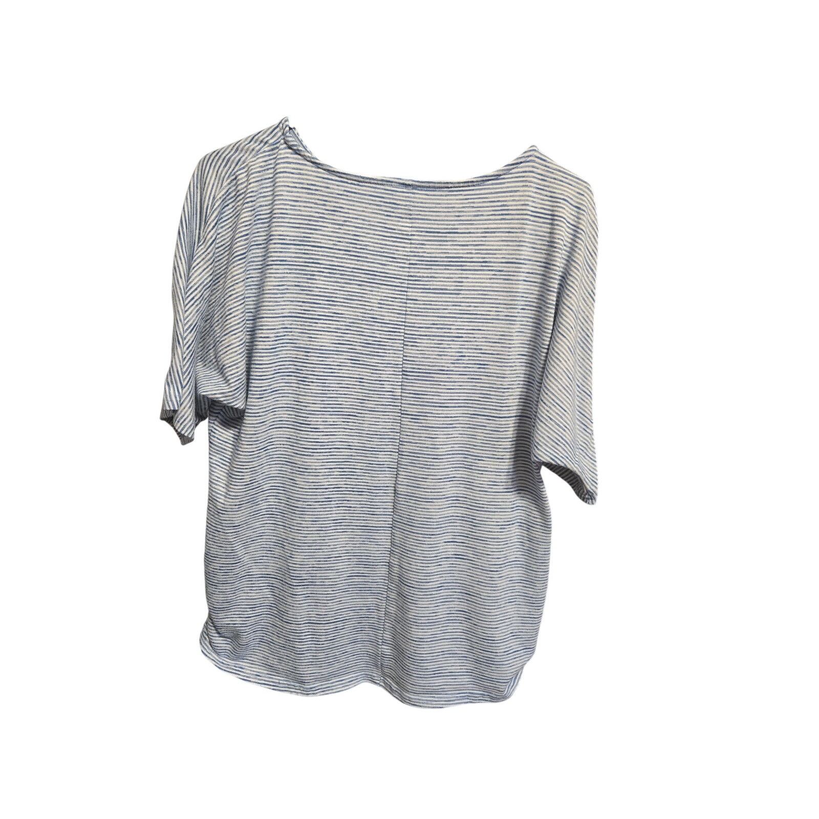 Croft & Barrow Croft & Barrow Blue White Striped Ruched Side Tee 1X Size XL / US 12-14 / IT 48-50 - 6 Thumbnail