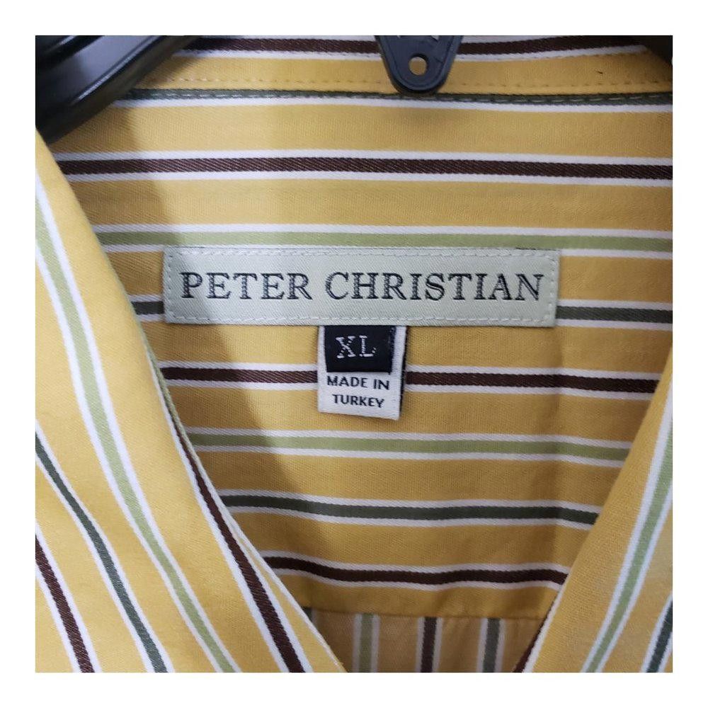 Designer CT1461 Peter Christian Men's Yellow Striped Dress Shirt XL Size 44R - 2 Thumbnail