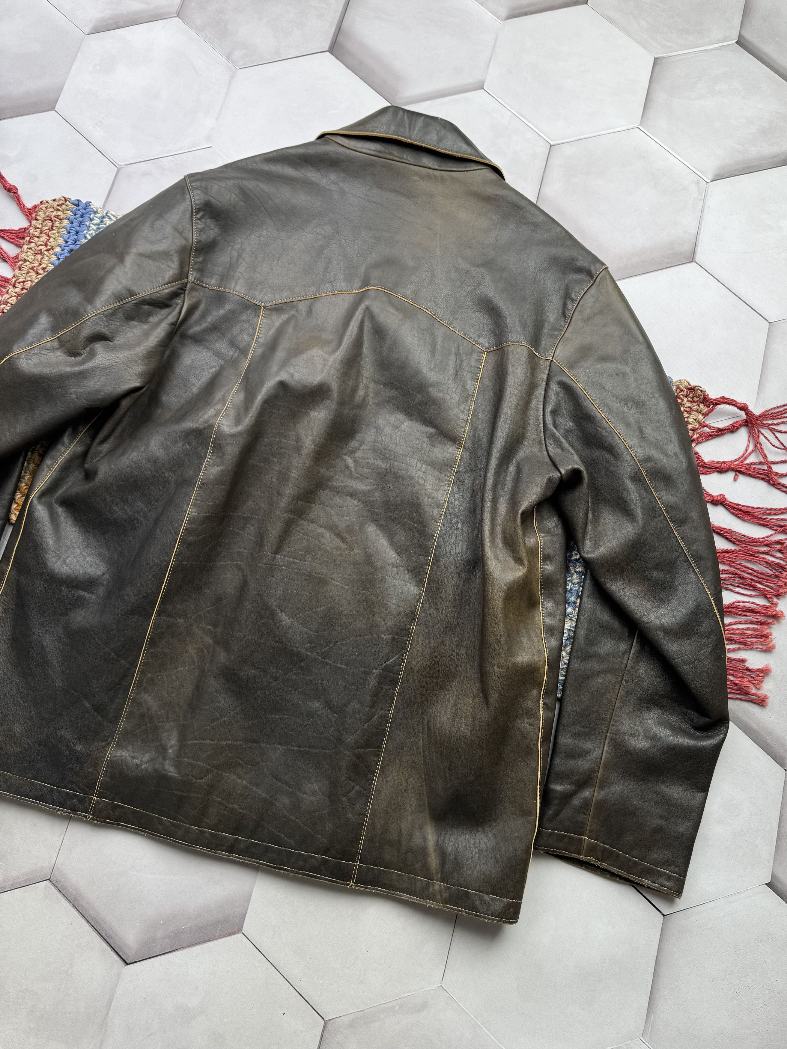 Vintage Vintage Faded Effect Leather Jacket (E4) Size US XXL / EU 58 / 5 - 11 Thumbnail