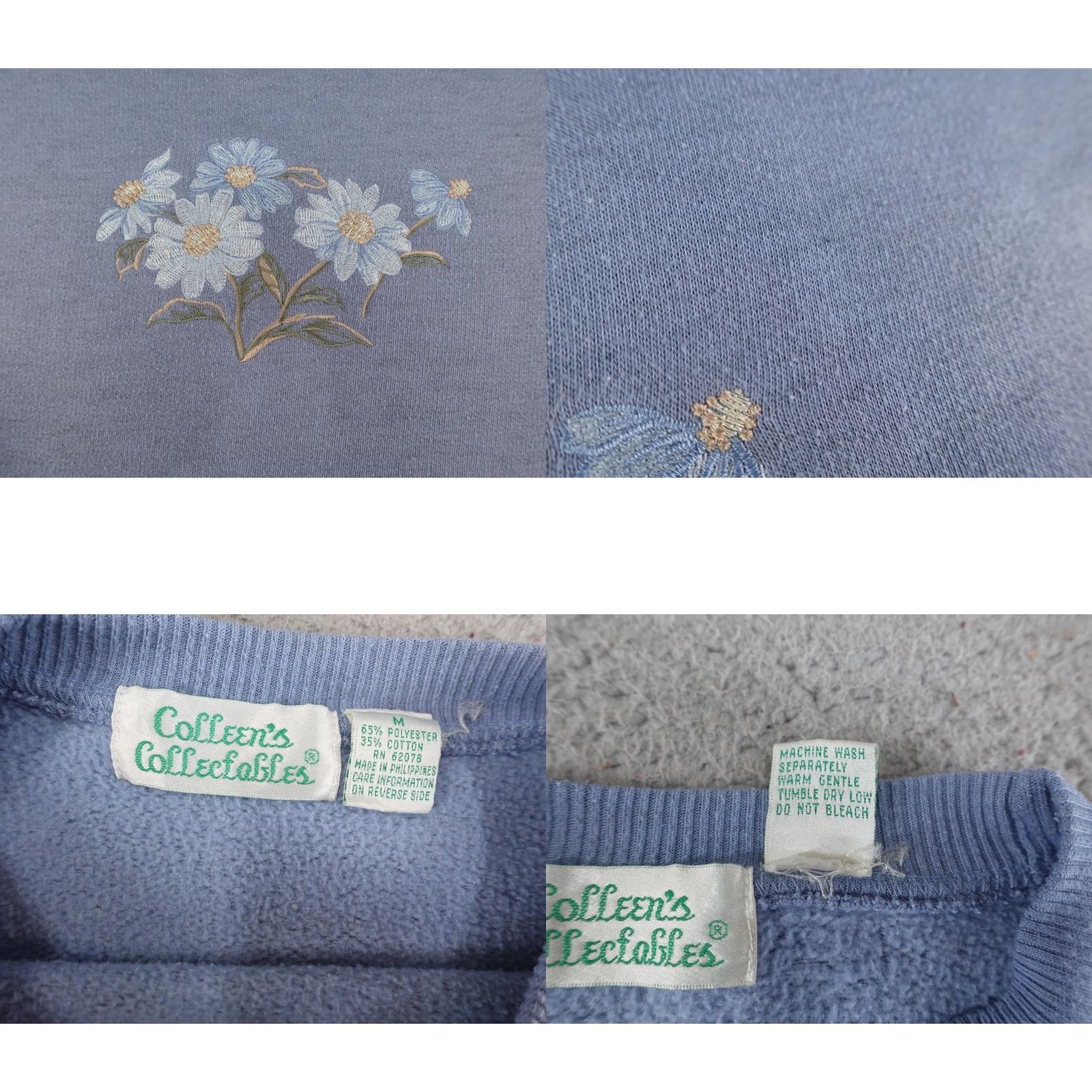Vintage VINTAGE Colleen's Collectables Sweatshirt Womens Medium Blue Floral Embroidered 90s Size M / US 6-8 / IT 42-44 - 9 Thumbnail