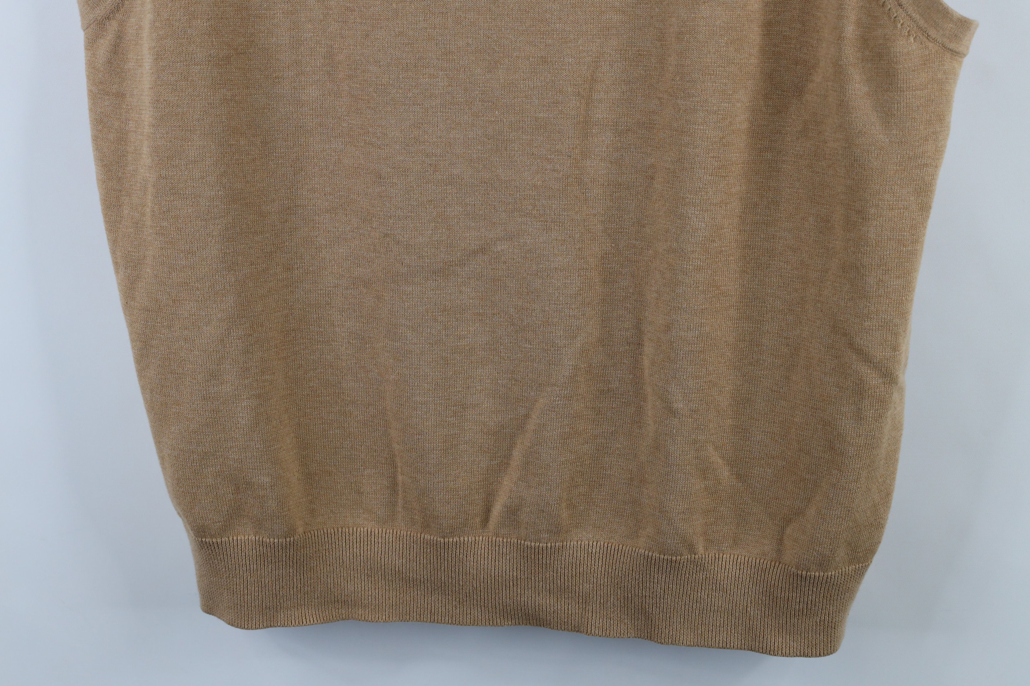 Lands' End × Vintage Vintage 90s Lands End Cotton Knit V-Neck Sweater Vest Beige Size US XL / EU 56 / 4 - 3 Thumbnail