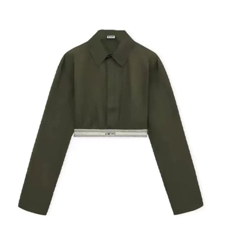 Loewe Loewe Spring Autumn Cropped Green Blouse 0089 Size S / US 4 / IT 40 - 1 Thumbnail