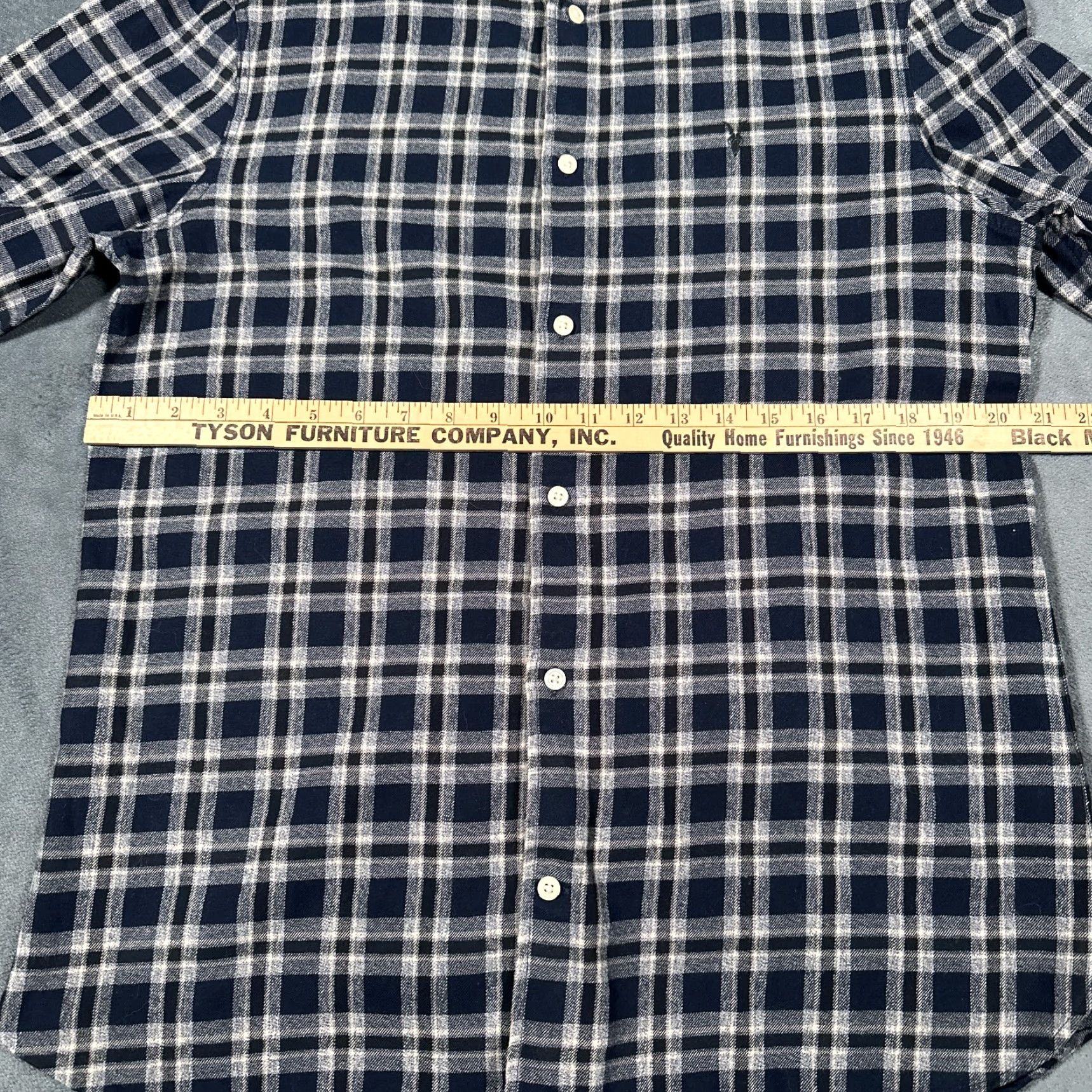 Allsaints AllSaints Shirt Mens Medium Navy Blue Plaid Check Flannel Oneida Long Sleeve Size US M / EU 48-50 / 2 - 5 Thumbnail