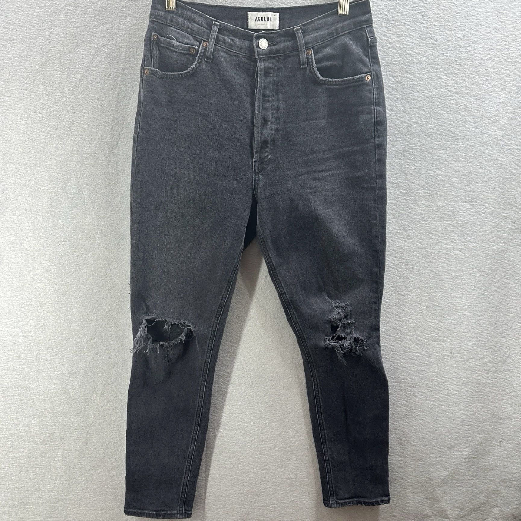 Agolde AGOLDE Jeans Women 28 Black Nico Straight High Rise Denim Dark Wash Size 28" / US 6 / IT 42 - 2 Thumbnail