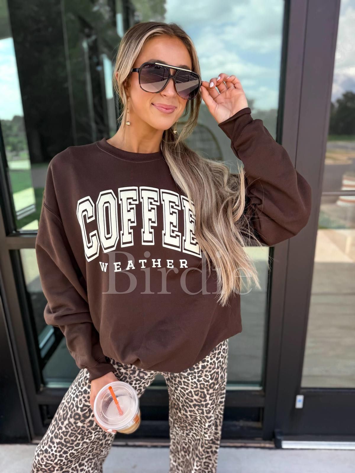 Bad Birdie Coffee Weather PUFF Graphic Crewneck on Dark Chocolate Size S / US 4 / IT 40 - 1 Thumbnail