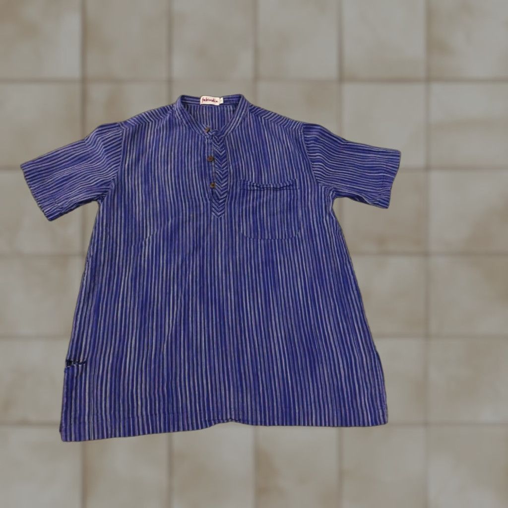 Vintage Fabindia Shirt Mens 38 Purple Cotton Button-Up Short Sleeve Collared Casual Regular Knit Size US M / EU 48-50 / 2 - 1 Thumbnail