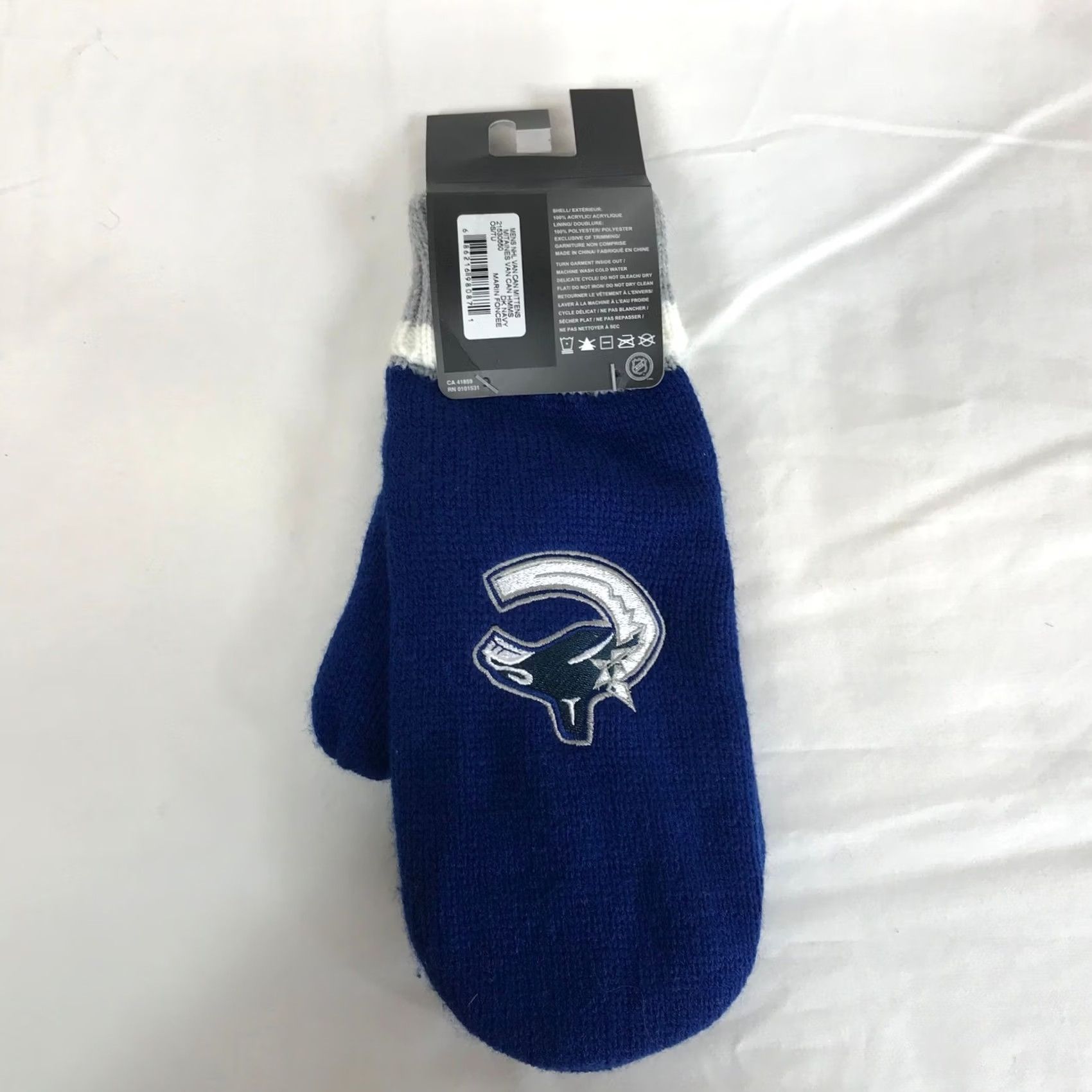 NHL Mens NHL Vancouver Canucks Knit Mittens Official Licensed Product DK Navy OS Mitten Size ONE SIZE - 5 Thumbnail