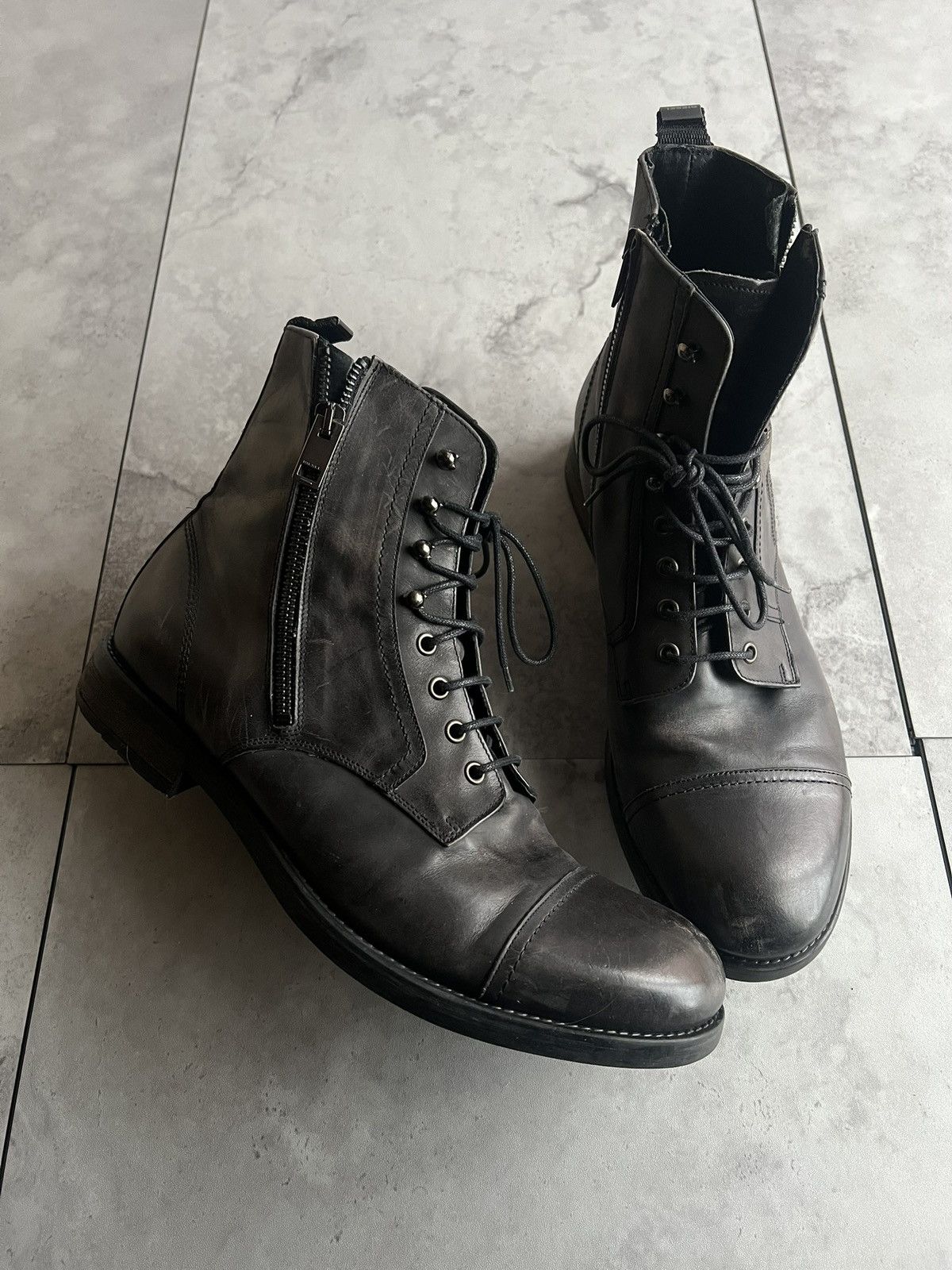 Diesel Diesel Side-Zip Leather Lace Hiking Boots Size US 10 / EU 43 - 1 Thumbnail