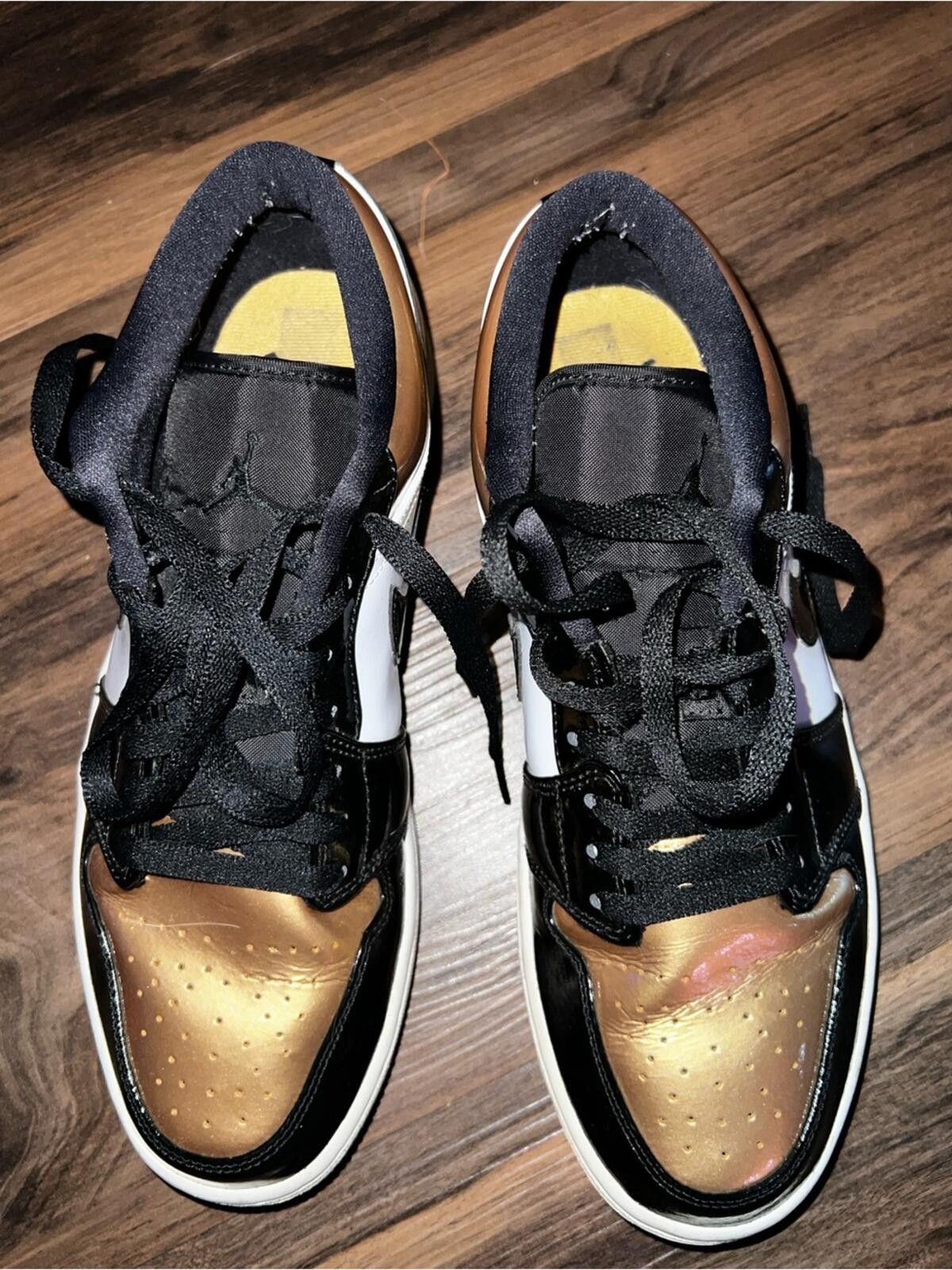 Nike Air Jordan 1 Low “Black Gold Toe” Patent Leather Men’s 10 Size US 10 / EU 43 - 3 Thumbnail