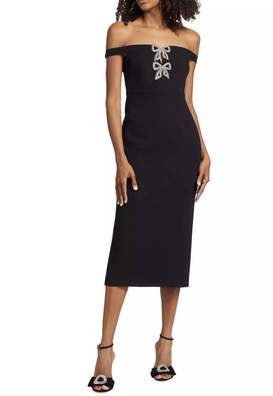 Self-Portrait Self Portrait Bow Crepe Off-the-Shoulder Midi Dress size 2 Size XS / US 0-2 / IT 36-38 - 2 Thumbnail
