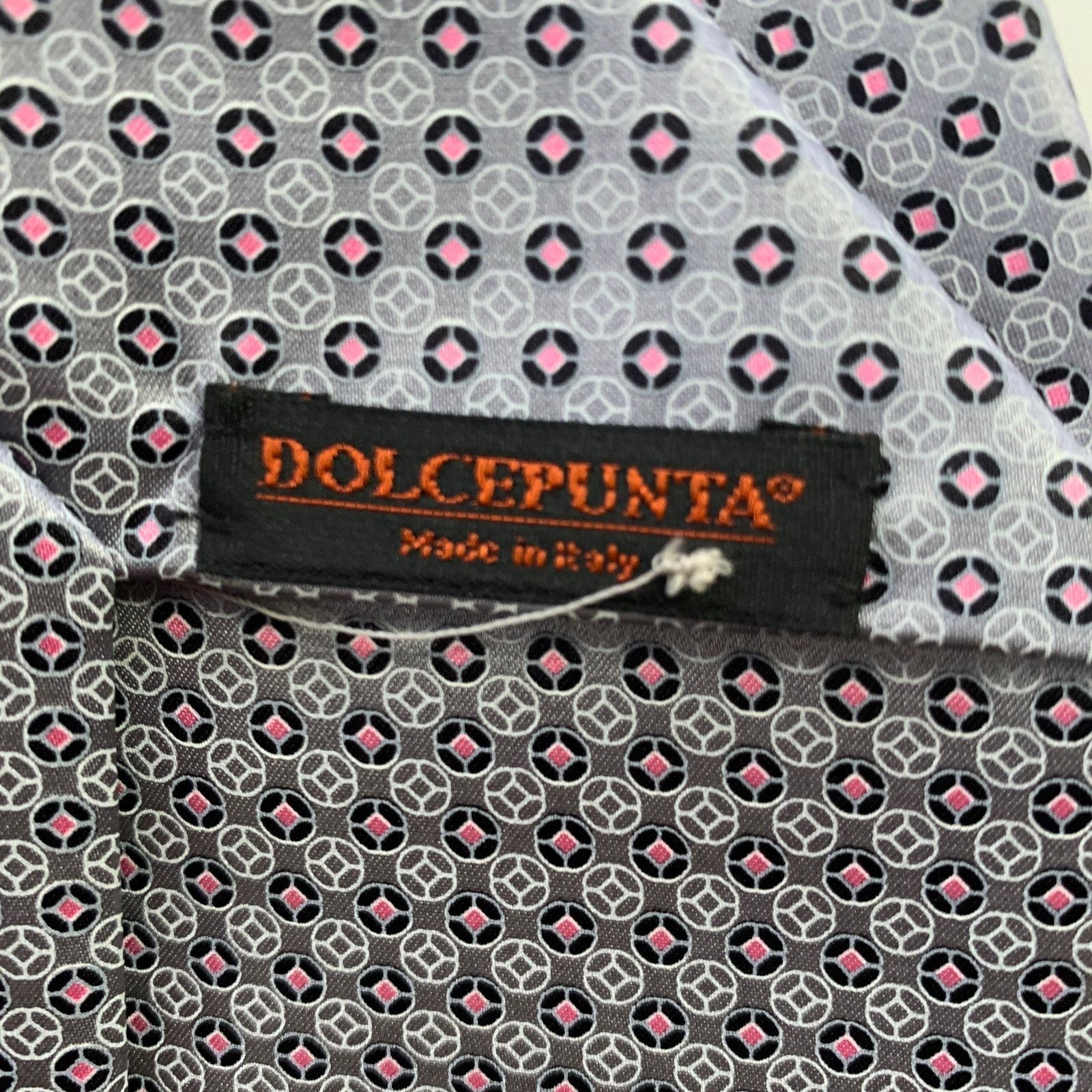 Dolcepunta DOLCEPUNTA Grey Blue Pink Polka Dot Silk Tie Size ONE SIZE - 3 Thumbnail