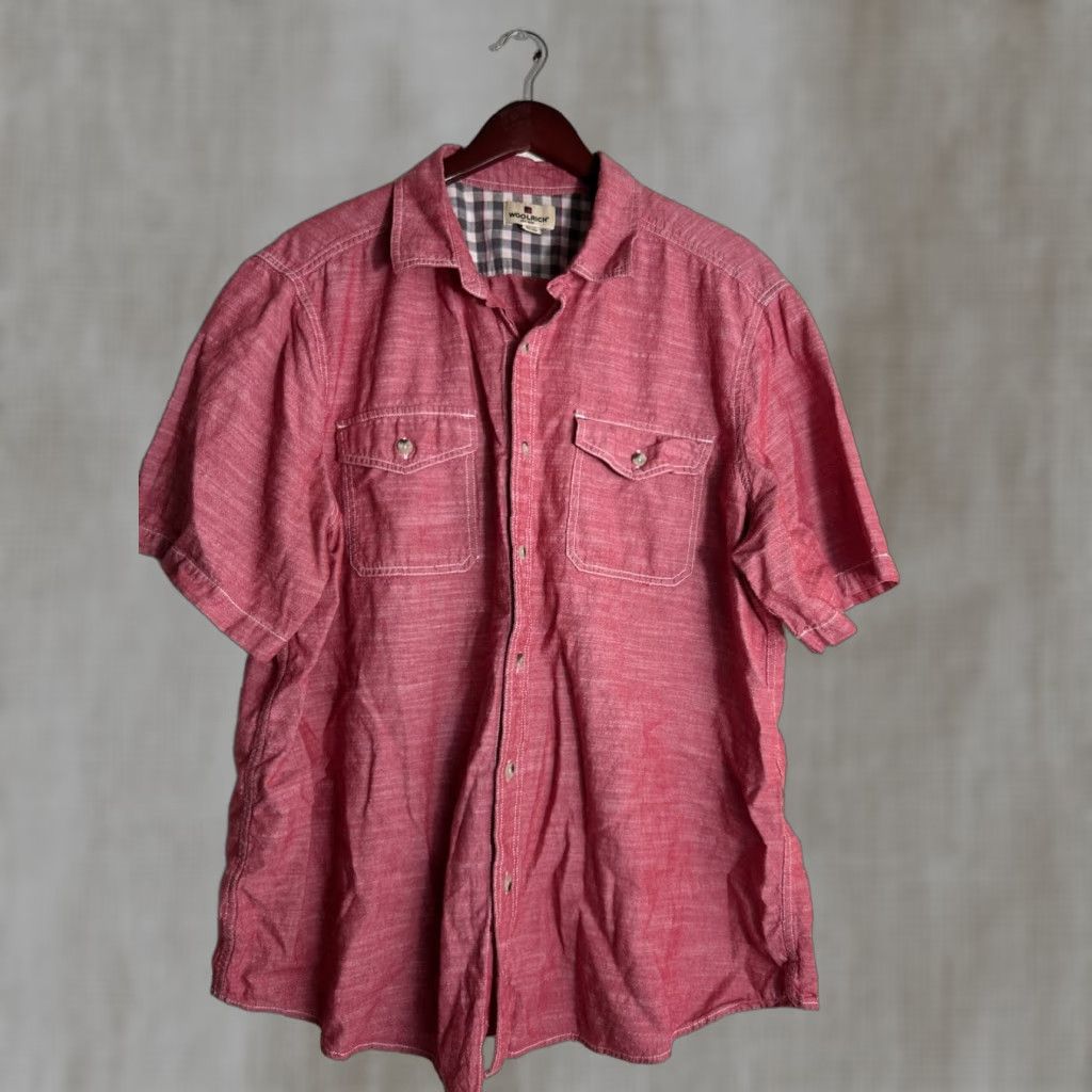 Vintage Woolrich Shirt Men 2XL Red Cotton Button-Up Short Sleeve Mens XXL Button-Up Shirt Size US XXL / EU 58 / 5 - 1 Thumbnail