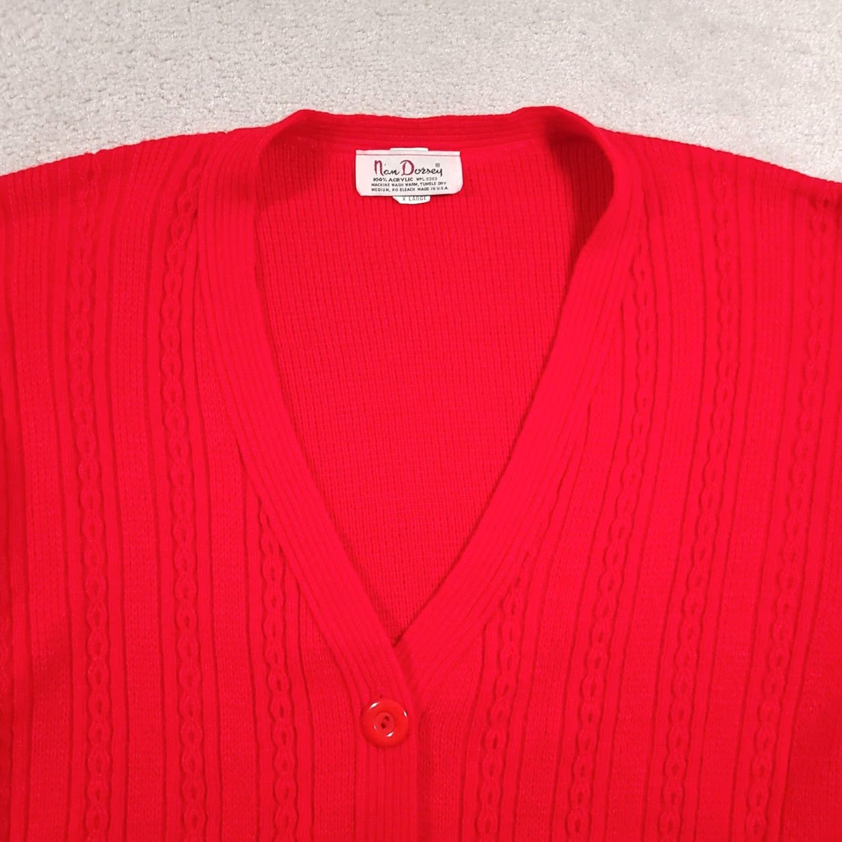Vintage VINTAGE Nan Dorsey Sweater Cardigan Women's XL Red Knit Pockets USA 80s Size XL / US 12-14 / IT 48-50 - 3 Thumbnail