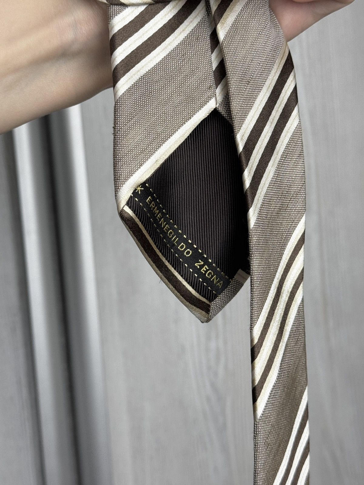 Ermenegildo Zegna NEW ERMENEGILDO ZEGNA Tie Silk Linen Grey Italy Authentic Size ONE SIZE - 9 Thumbnail