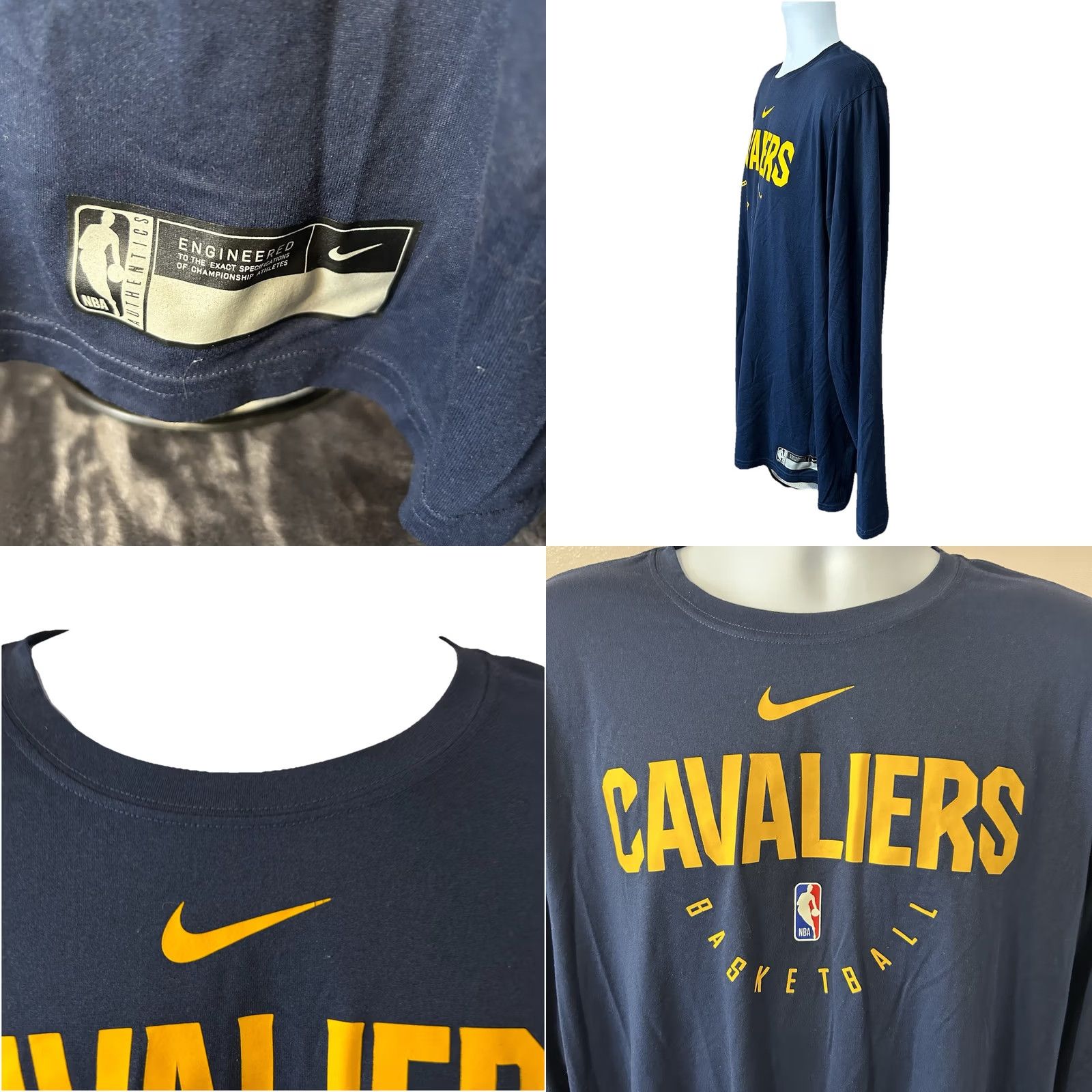 Nike VINTAGE Cleveland Cavaliers Cavs Nike Dri-Fit Long Sleeve Shirt Men 2XL Tall Navy blue Nike Dri-Fit Logo Sports NBA Basketball Mens Size US XXL / EU 58 / 5 - 11 Thumbnail