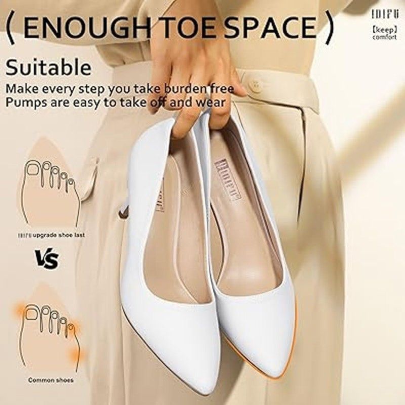 Other Idifu Women's Size 7.5 White Faux Leather Slide-On Heels Size US 7.5 / IT 37.5 - 2 Thumbnail