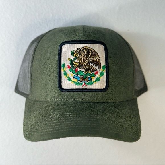 Designer NEW MEXICO SEAL GREEN SUEDE TRUCKER MESH CAP HAT Size ONE SIZE - 1 Thumbnail