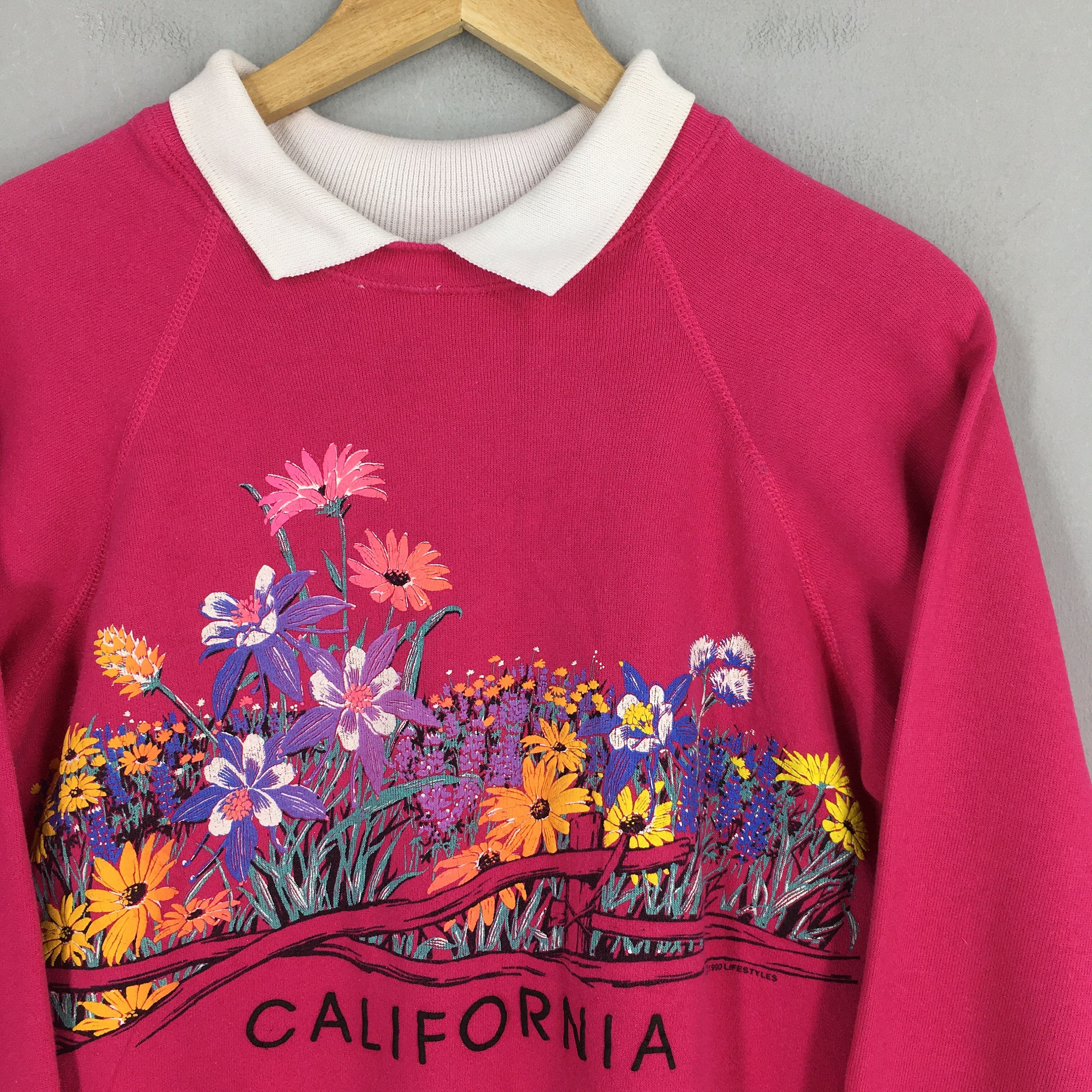 California Arts. Vintage 90s California Floral Aesthetic Sweatshirt Medium Size US M / EU 48-50 / 2 - 2 Thumbnail