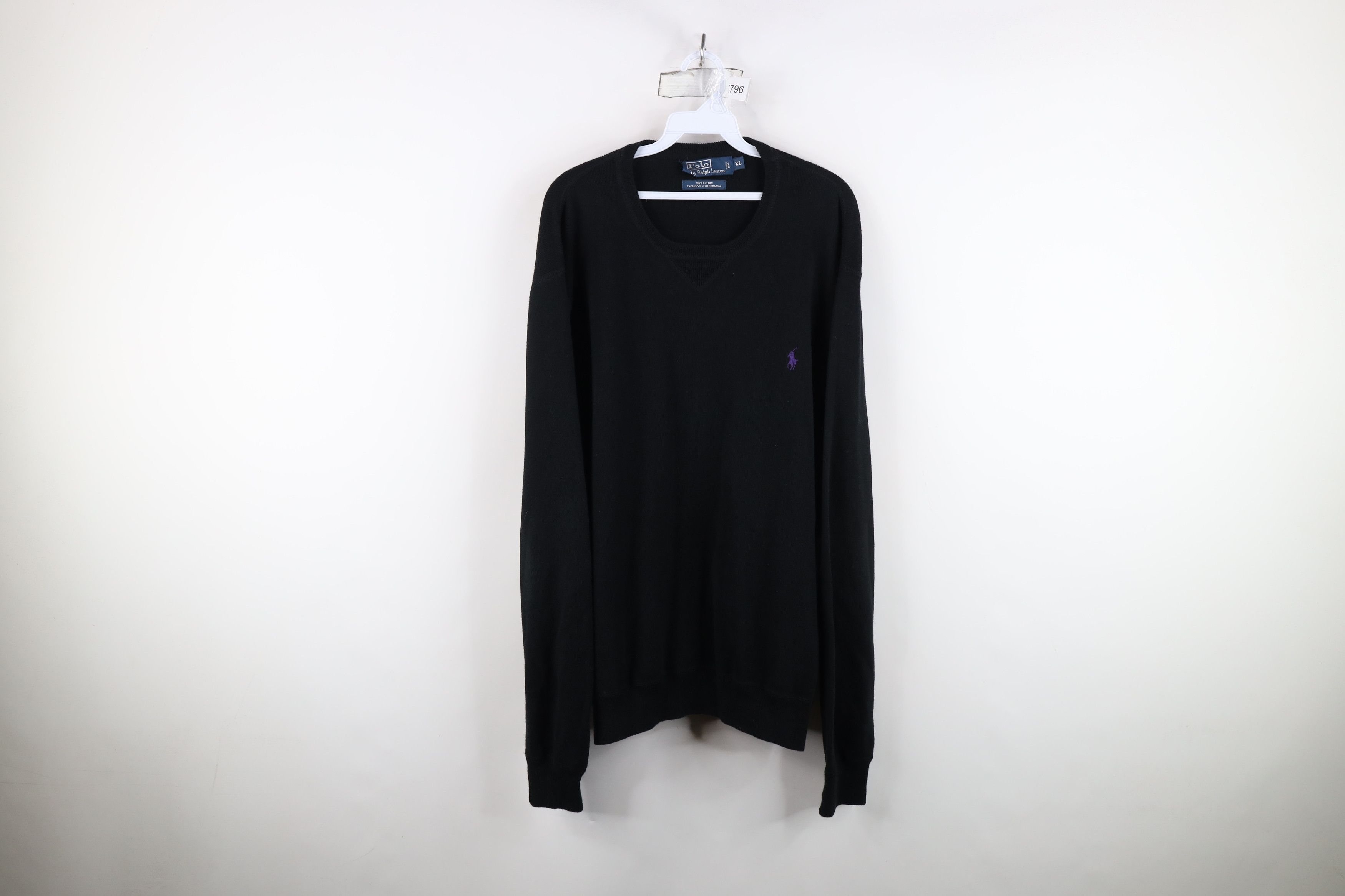 Polo Ralph Lauren Vintage 90s Ralph Lauren Ribbed Knit Crewneck Sweater Black Size US XL / EU 56 / 4 - 1 Thumbnail