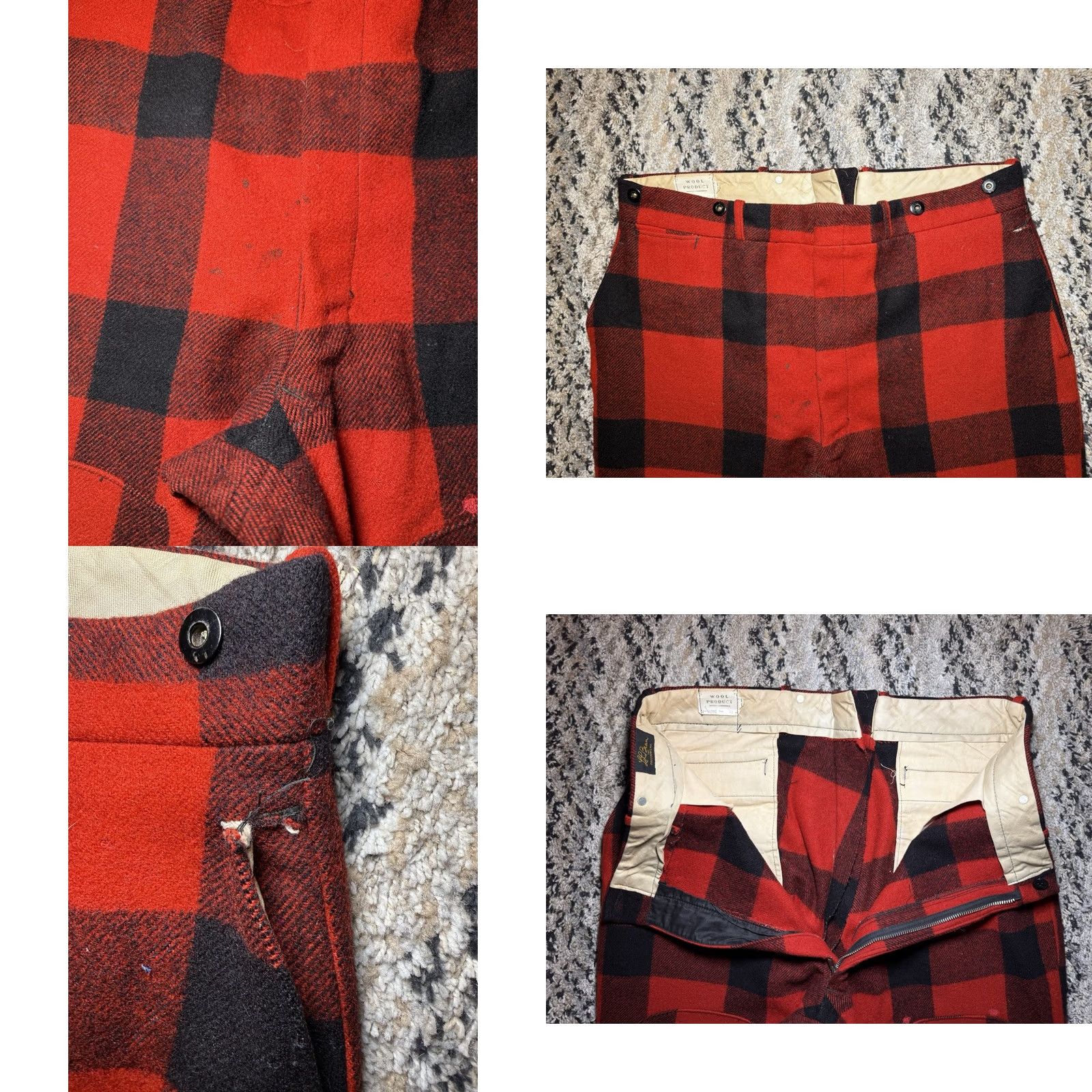 Vintage VINTAGE 1960s LL Bean Hunting Pants Red Black Plaid Wool Buffalo Mens Size 38 X 32 Size US 38 / EU 54 - 8 Thumbnail