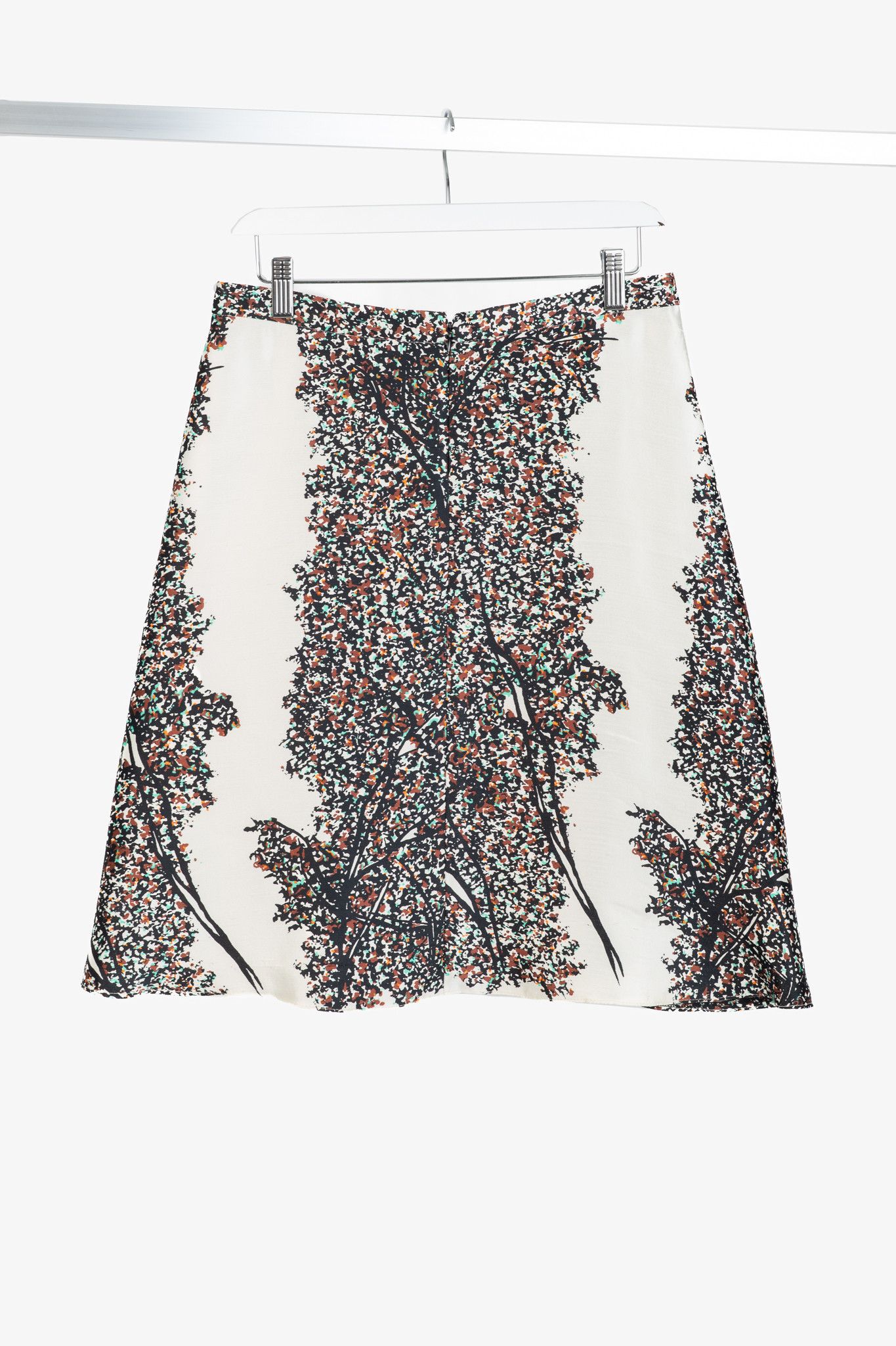Balenciaga Balenciaga R/12 Runway Leaves-Print Silk Full Mini Skirt Size 29" - 2 Thumbnail