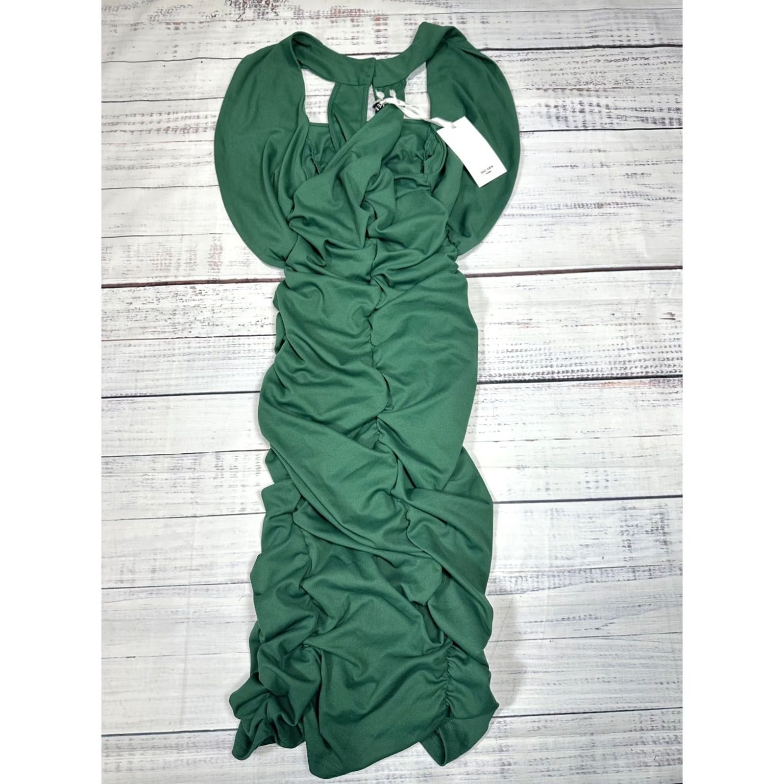 Vintage Grace Karin Green Ruched Dress Mini Cocktail Sleeveless Stretch Womens Sz S NWT Size S / US 4 / IT 40 - 3 Thumbnail