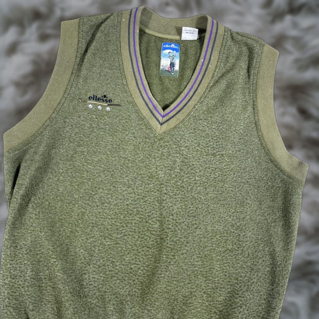 Ellesse VINTAGE ellesse Sweater Vest Mens Medium Green Fleece Golf 90's Y2K Preppy Skate Vest Mens Green Size US M / EU 48-50 / 2 - 1 Thumbnail