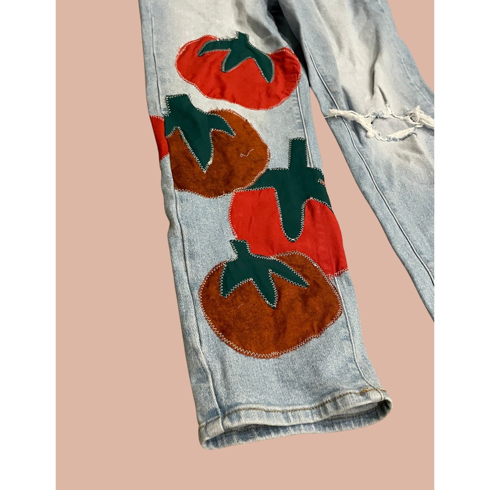 Other Size 10 Upcycled Tomato Jeans | Indie Quirky Straight Leg Size 32" / US 10 / IT 46 - 2 Thumbnail