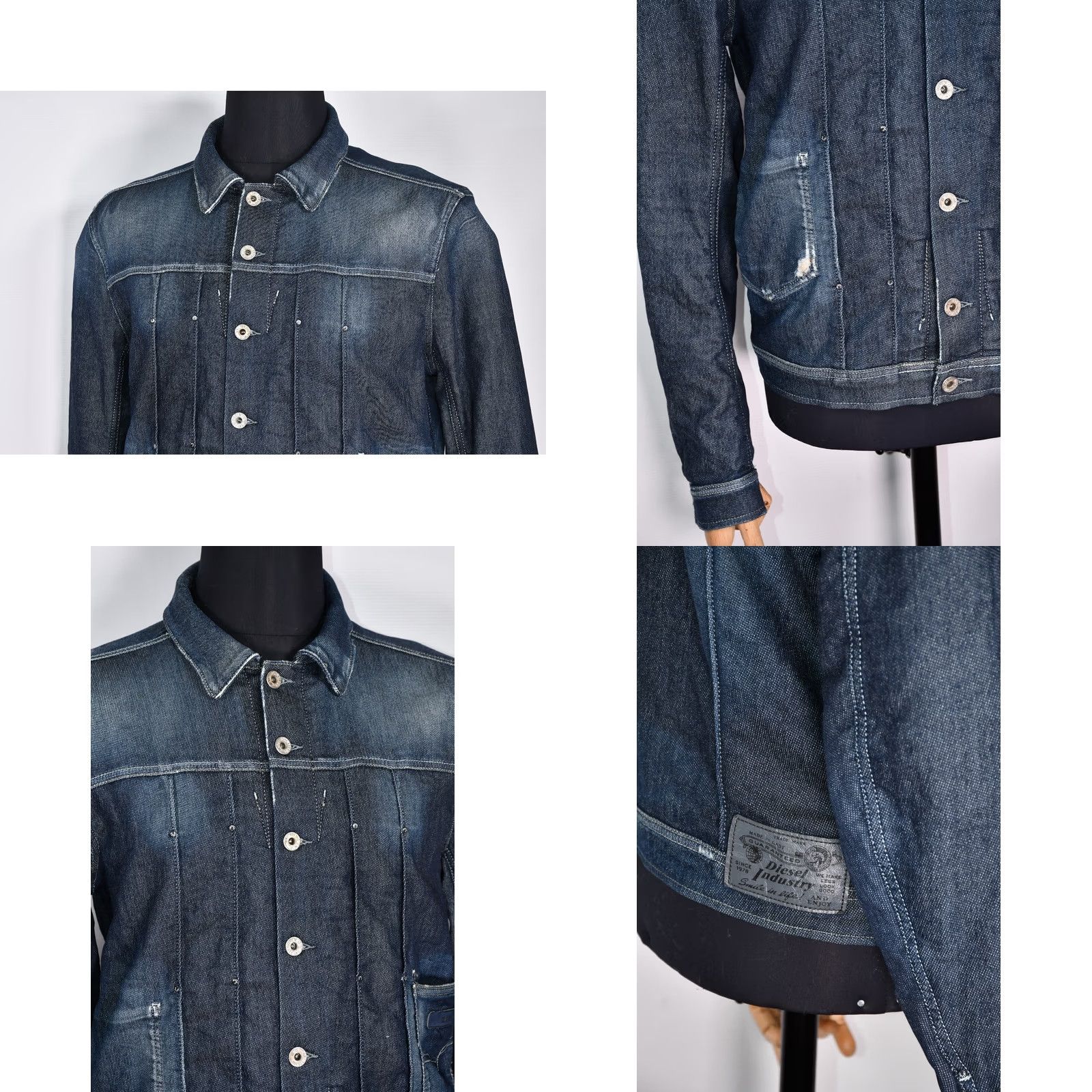 Diesel DIESEL Juzicon Denim Jacket L Blue Mens Jacket Distressed Biker Casual 100% Genuine 93% Cotton 6% Polyester 1% Elastane Regular Size Type: L Size US L / EU 52-54 / 3 - 8 Thumbnail