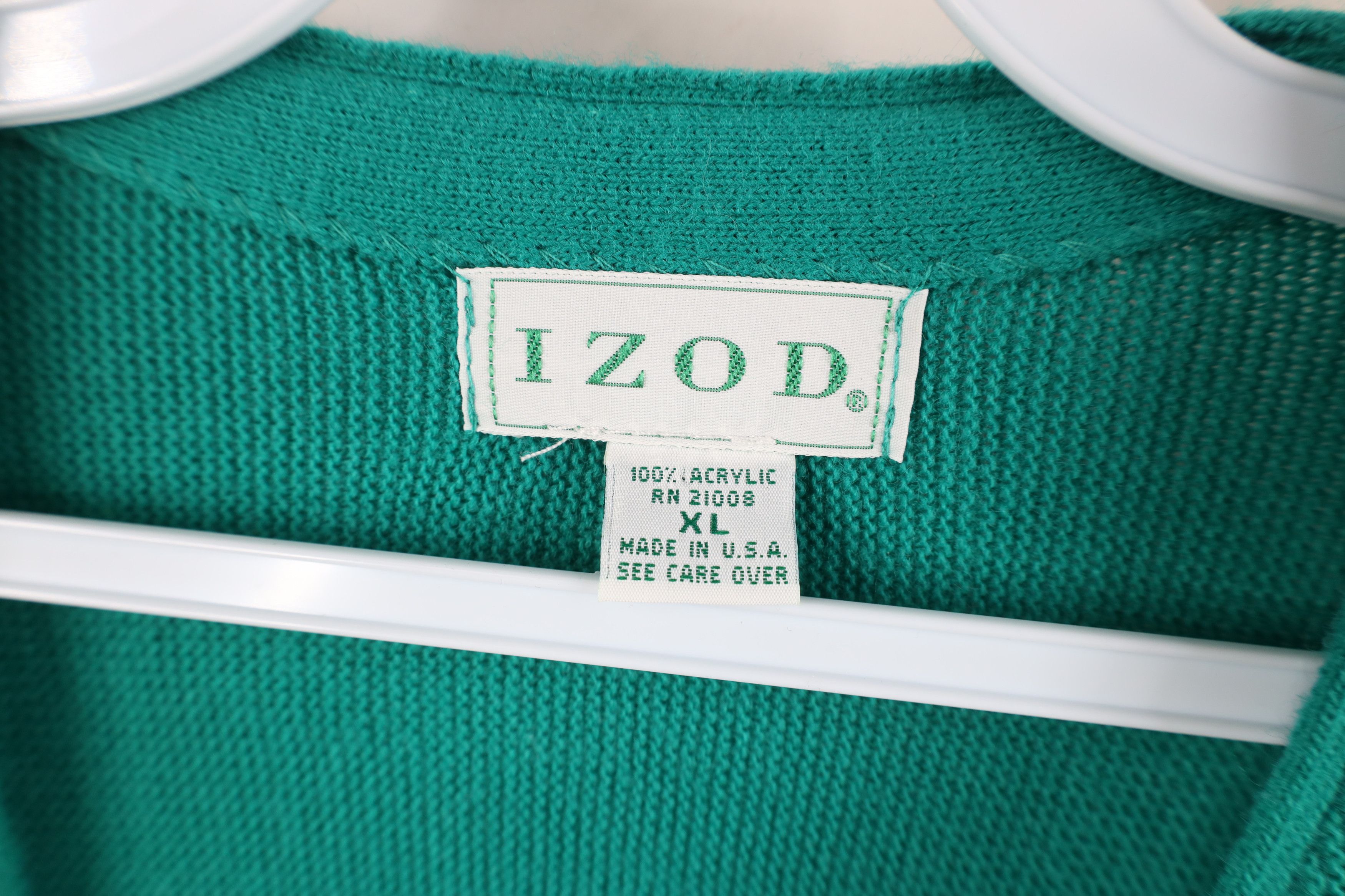 Izod Vintage 90s Izod Knit Button Cardigan Sweater Teal USA Size US XL / EU 56 / 4 - 5 Thumbnail