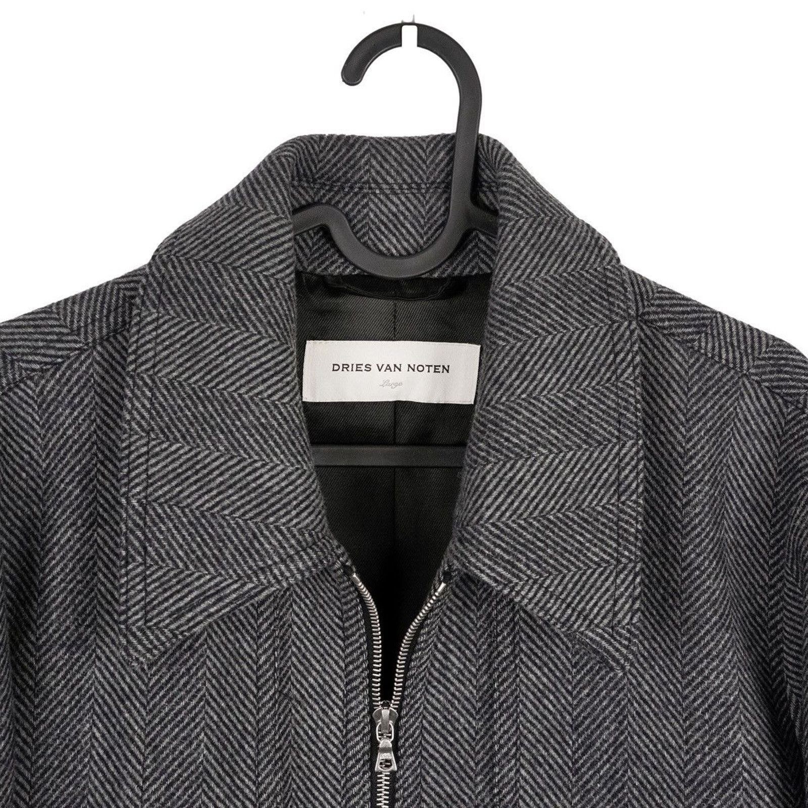 Dries Van Noten Dries Van Noten Mens Herringbone Wool Gray Zip Bomber Jacket Size US L / EU 52-54 / 3 - 4 Thumbnail
