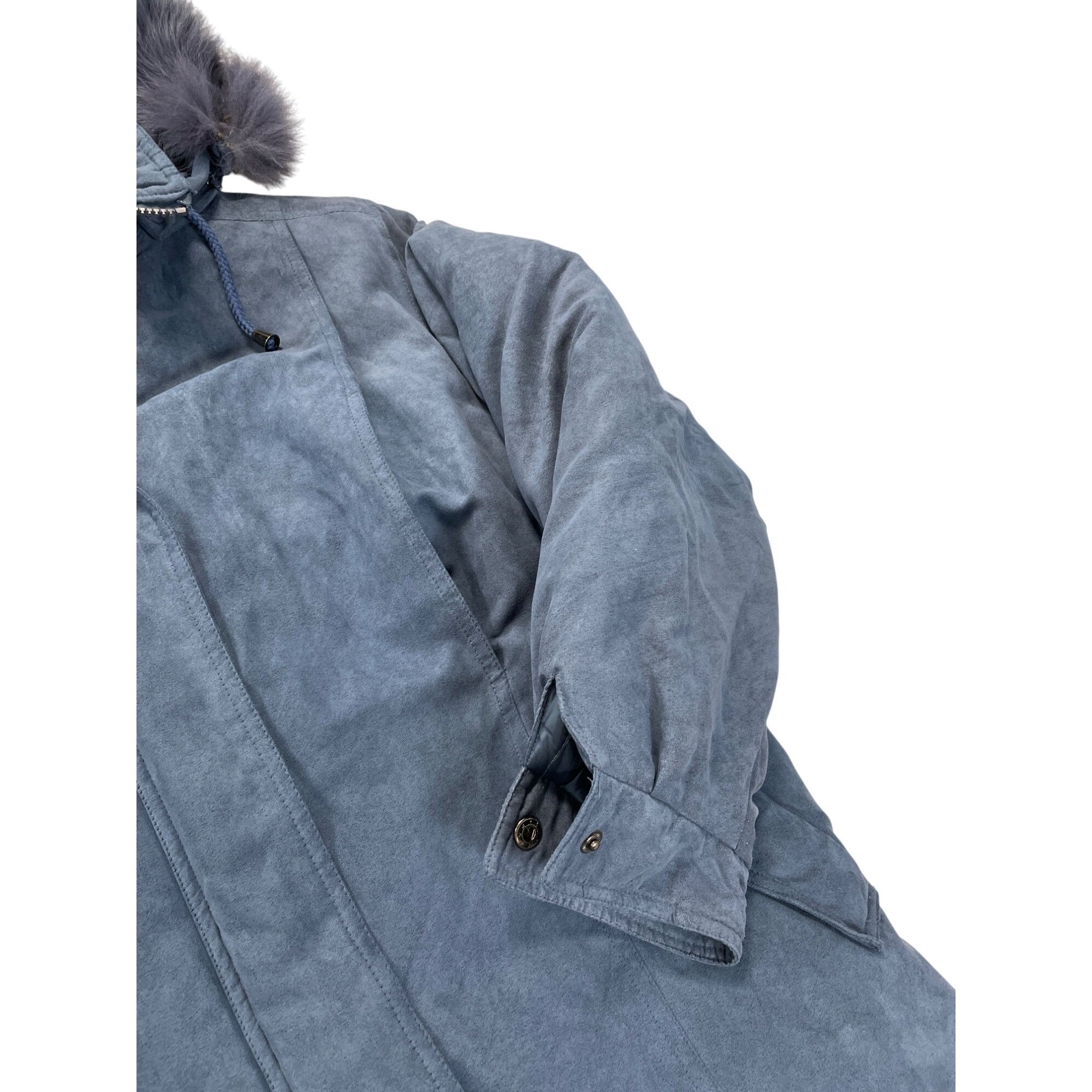Giorgio Armani Vintage Giorgio Armani Womens blue Faux Fur Hood Parka coat Size XXS / US 00 / IT 34 - 3 Thumbnail