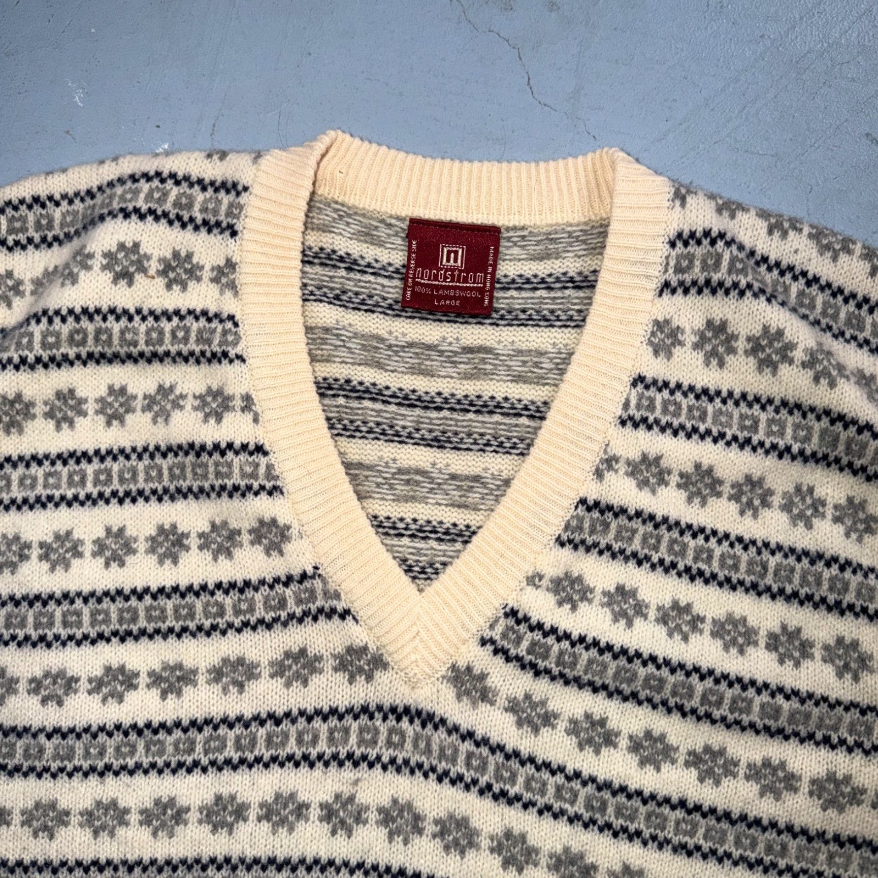 Nordstrom VINTAGE Nordstrom Sweater Vest Shirt Womens Large L Wool Beige V-Neck Striped All Seasons Lightweight Knit Classic Fashion Mens Girls? Size L / US 10 / IT 46 - 2 Thumbnail
