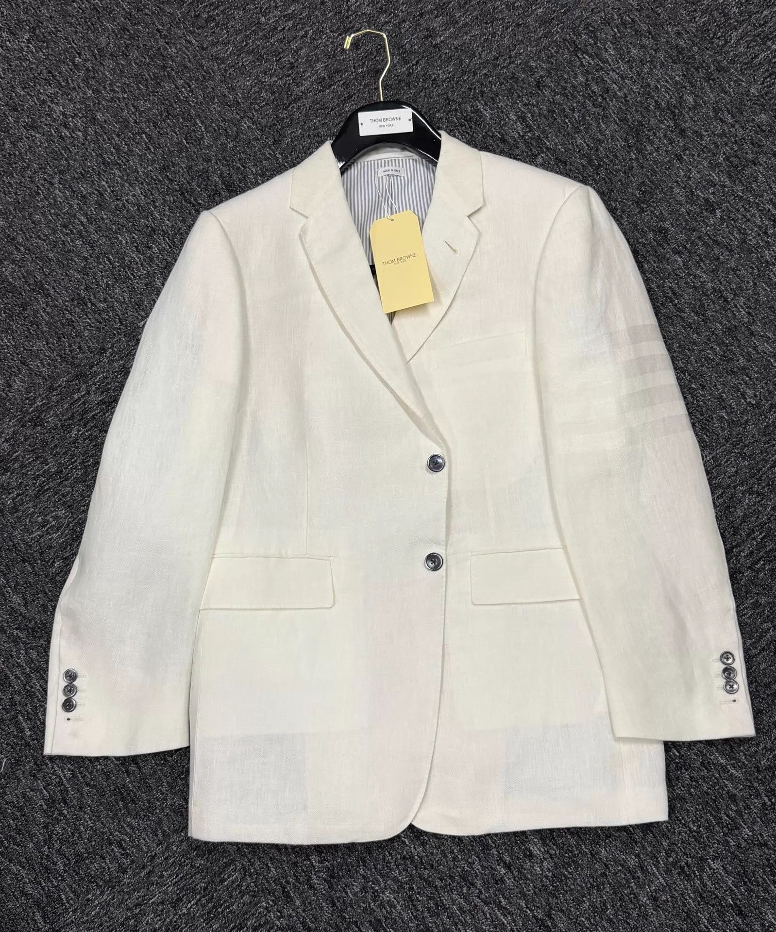 Thom Browne Thom Browne Men's White Linen 4-Bar Blazer Size US XL / EU 56 / 4 - 3 Thumbnail