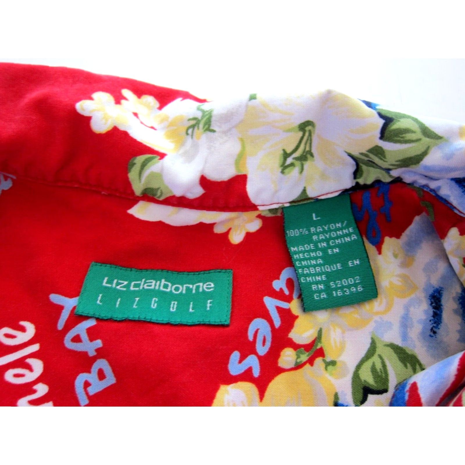 Liz Claiborne Vtg Liz Claiborne Rayon Red Floral Short Sleeve Shirt M-L M-L Women Golf Hawaii Manele Bay Blouse Size M / US 6-8 / IT 42-44 - 3 Thumbnail