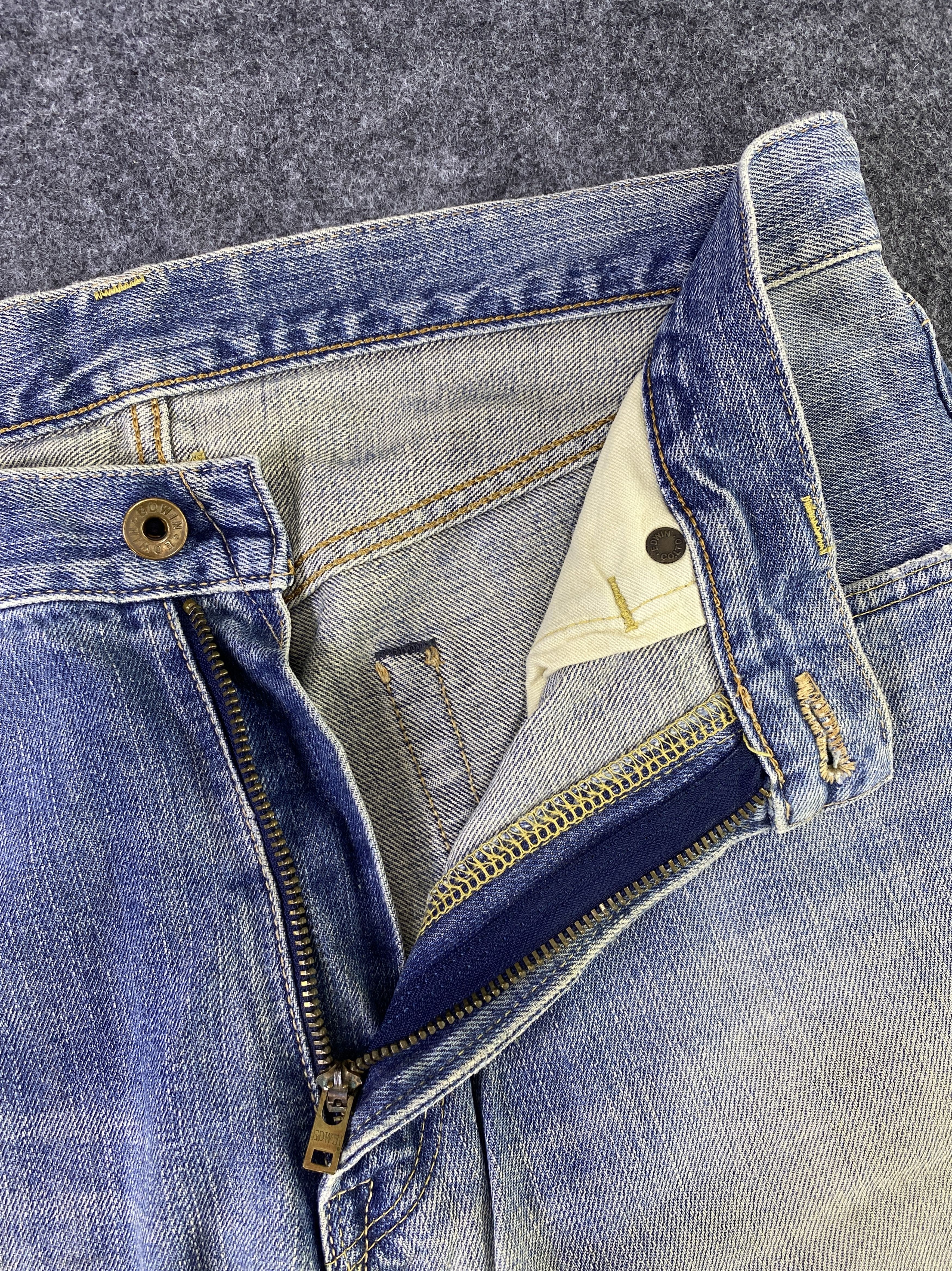 Edwin Edwin 505x Selvedge Distress Blue Wash Denim - J885 Size US 33 - 5 Thumbnail