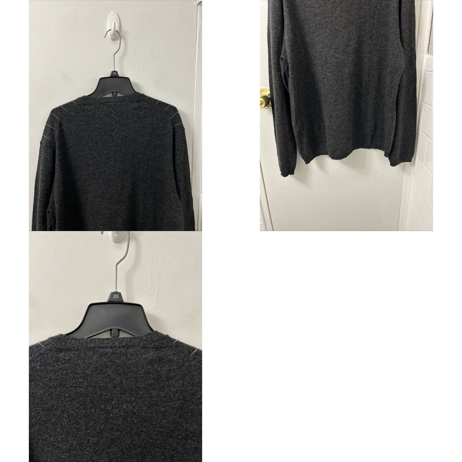 Banana Republic Banana Republic Sweater Mens L Gray 100% Merino Wool V-Neck Pinstripe L/S 2003 Size US L / EU 52-54 / 3 - 8 Thumbnail