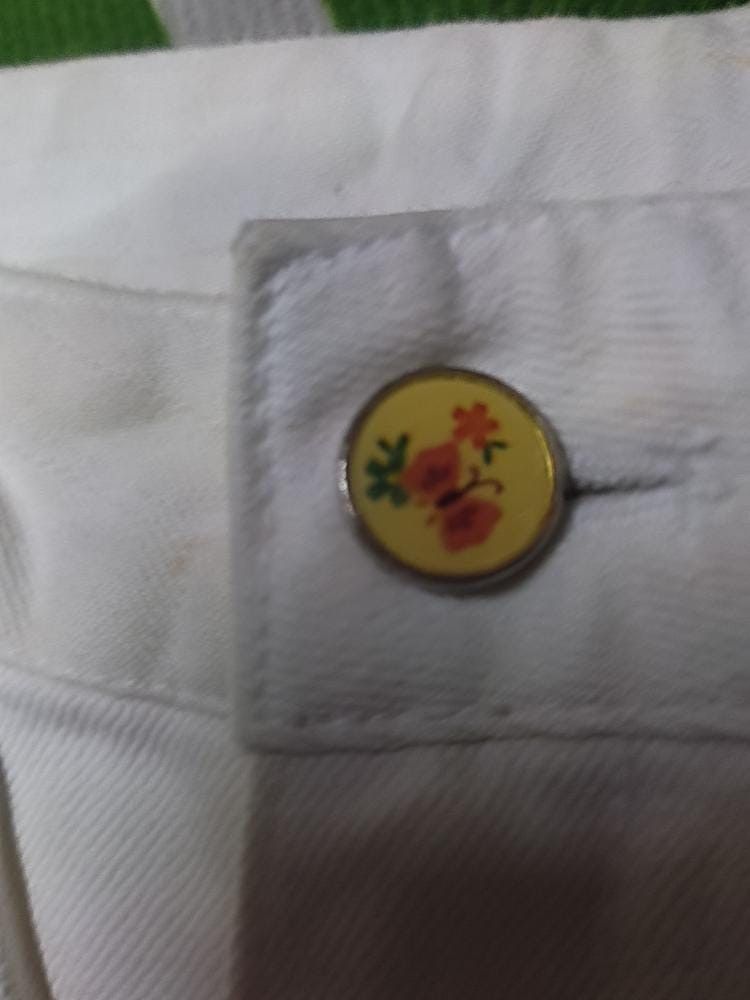 Japanese Brand × Jean × Vintage WHITE JEANS LADY EMBROIDERED FLOWER Size 33" - 5 Thumbnail