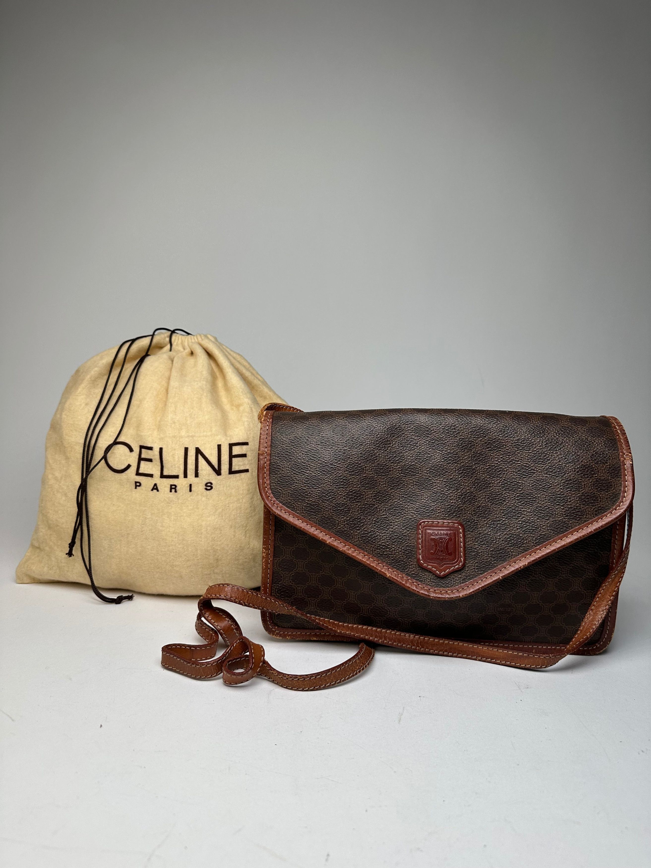 Celine Vintage Crline Paris Triomphe Monogram Leather Shoulder / Cr Size ONE SIZE - 1 Thumbnail