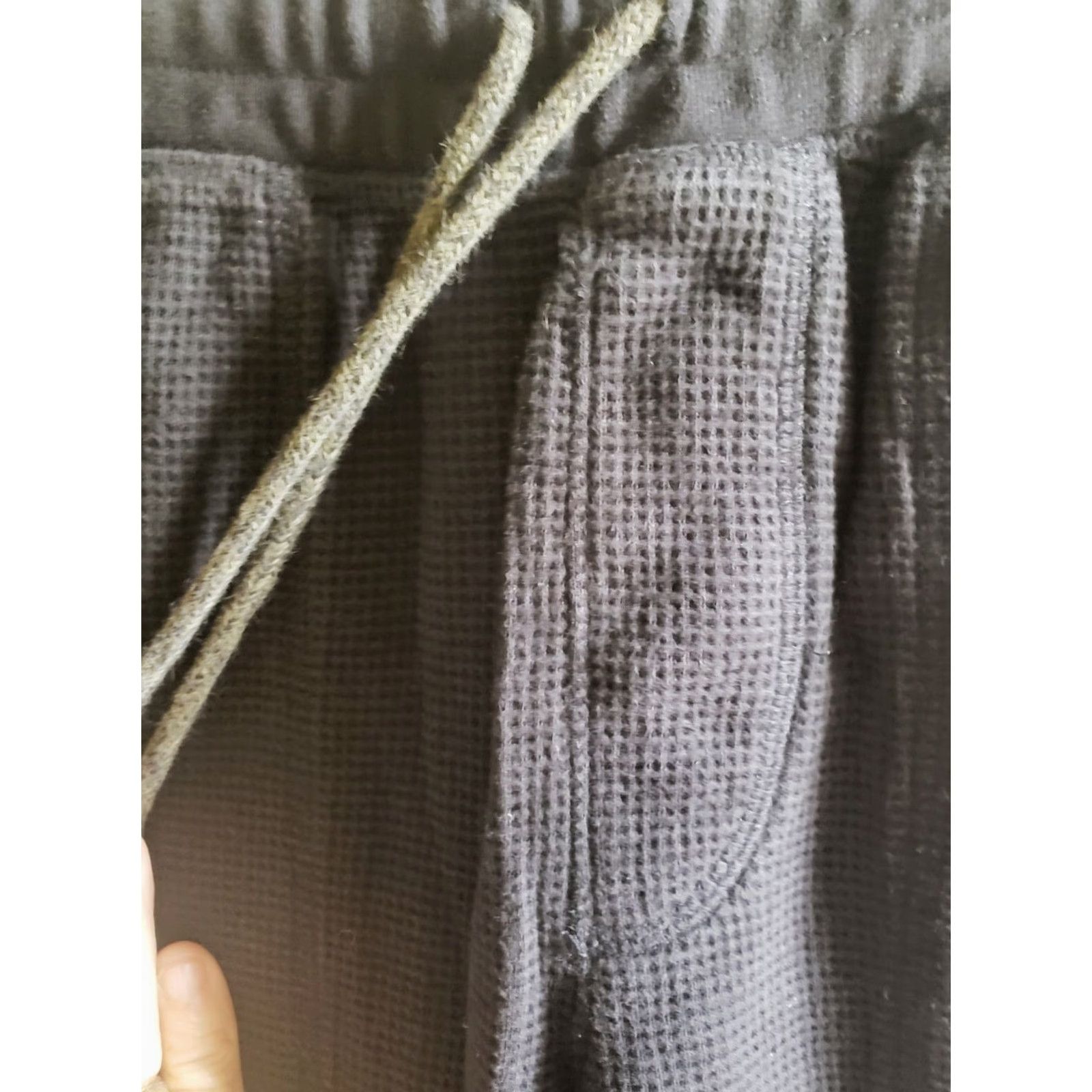 Lands' End Lands' End Waffle Knit Jogger Pants Men's S BLACK Casual Comfort Drawstring Pockets Tapered Size US 29 - 6 Thumbnail