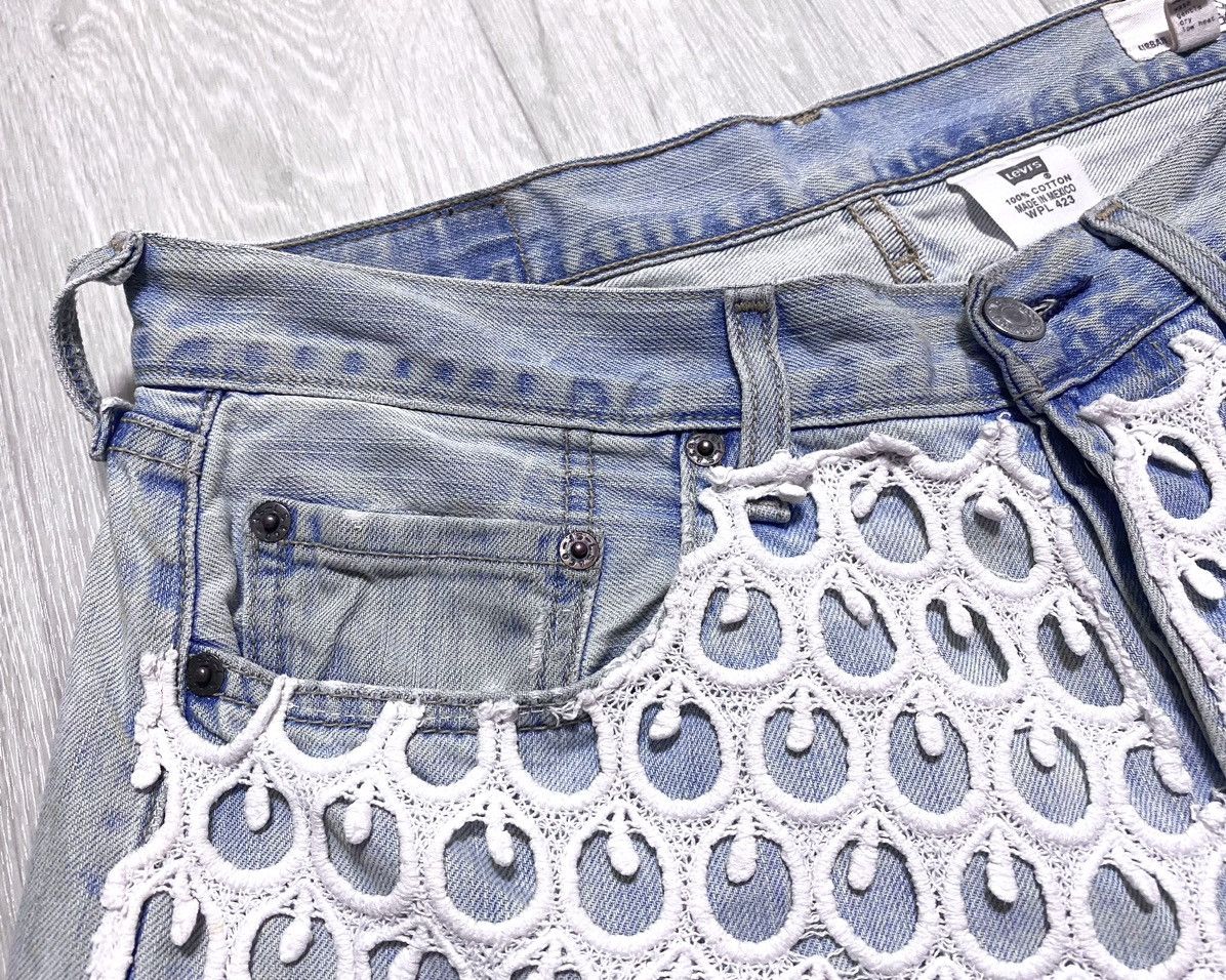 Levi's Vintage Clothing Women’s Levi’s Urban Renewal Washed Blue Mini Shorts Rework Size 29" - 4 Thumbnail