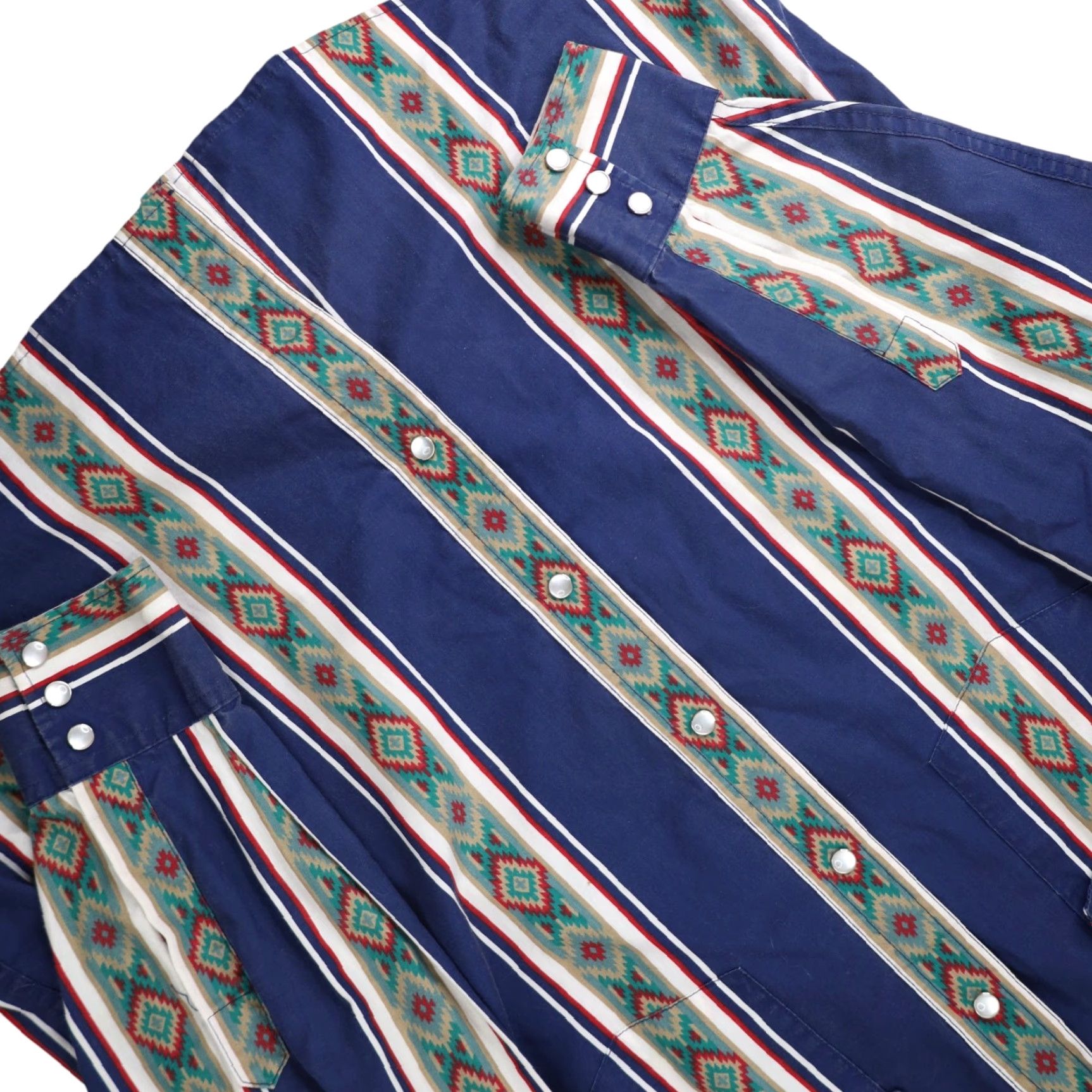 Vintage VINTAGE High Noon Mens Large Vertical Aztec Striped Pearl Snap Western Shirt Size US L / EU 52-54 / 3 - 4 Thumbnail